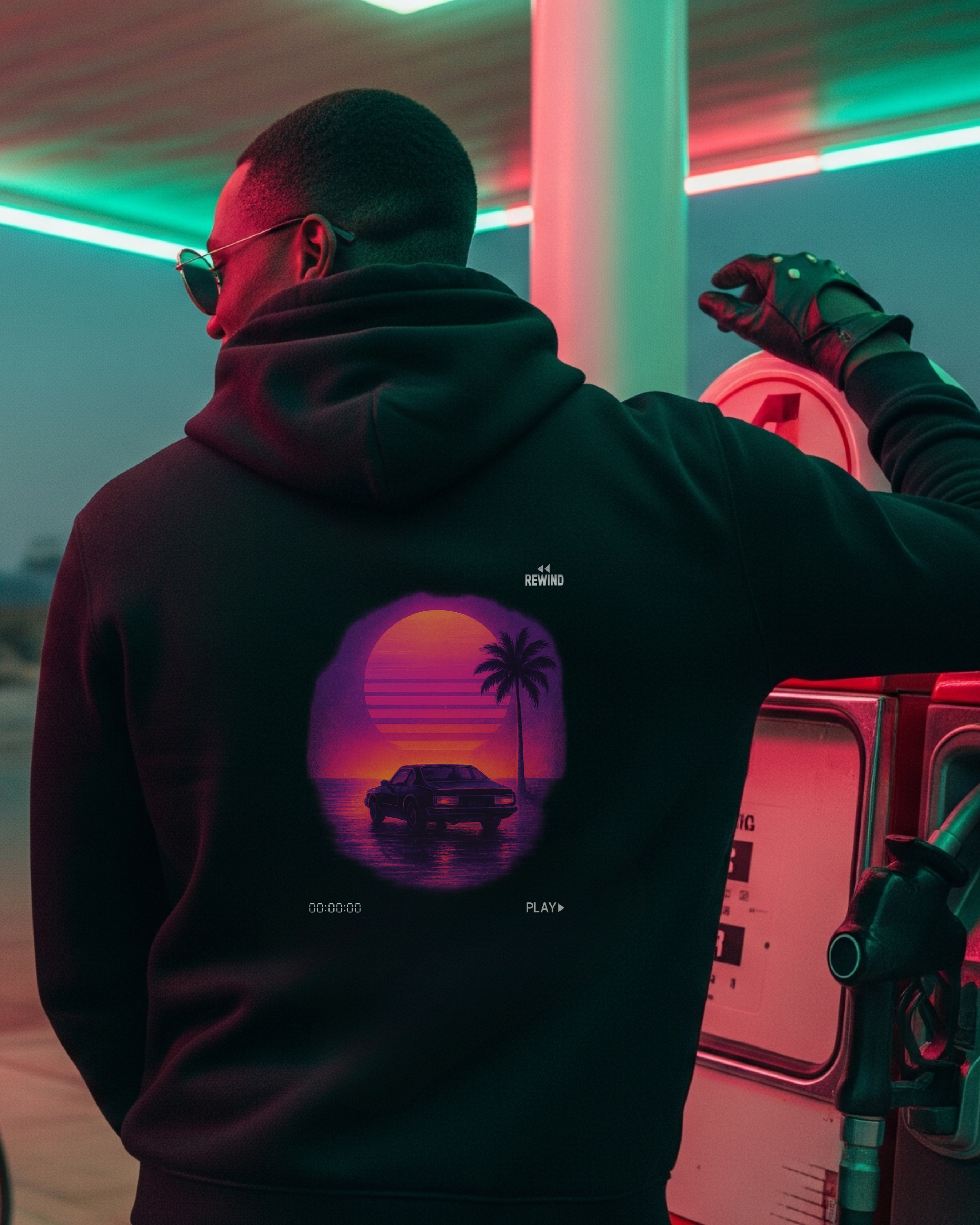 Analog Sunset Hoodie, male model view