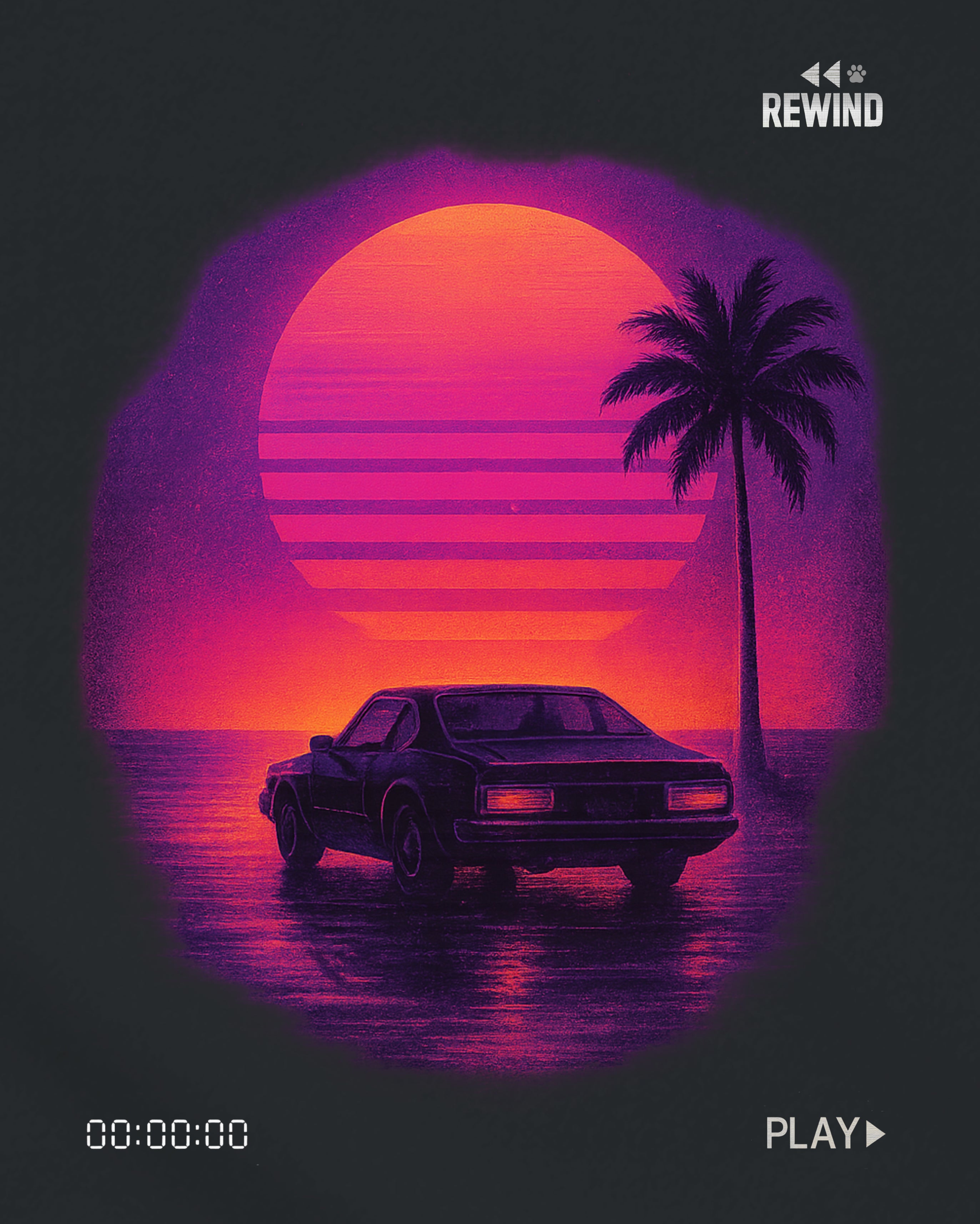 Analog Sunset Tee, design close-up view