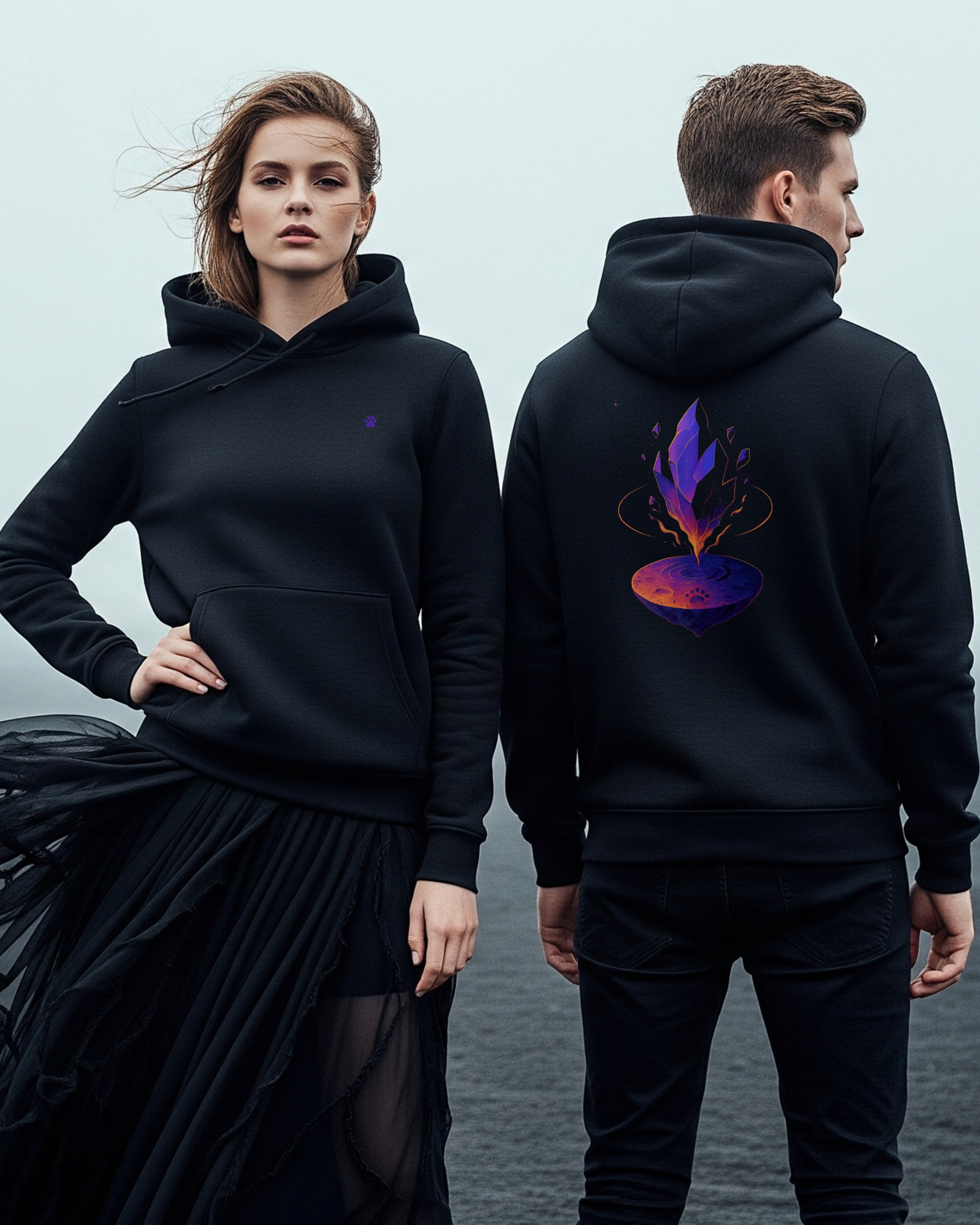 Aurora Hoodie, female and male models view
