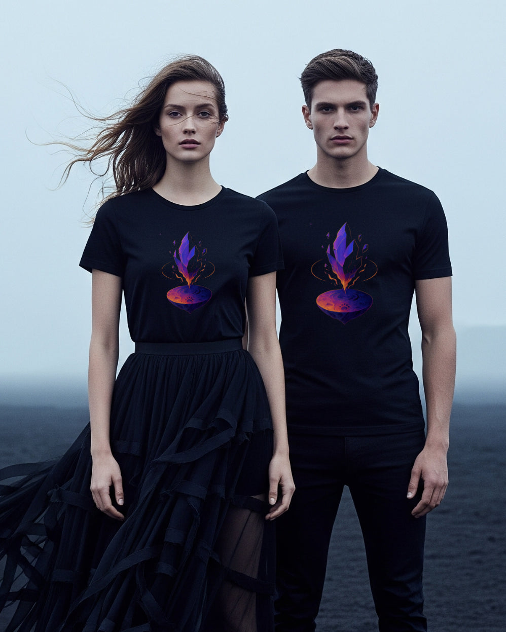 Aurora Tee, female and male models view