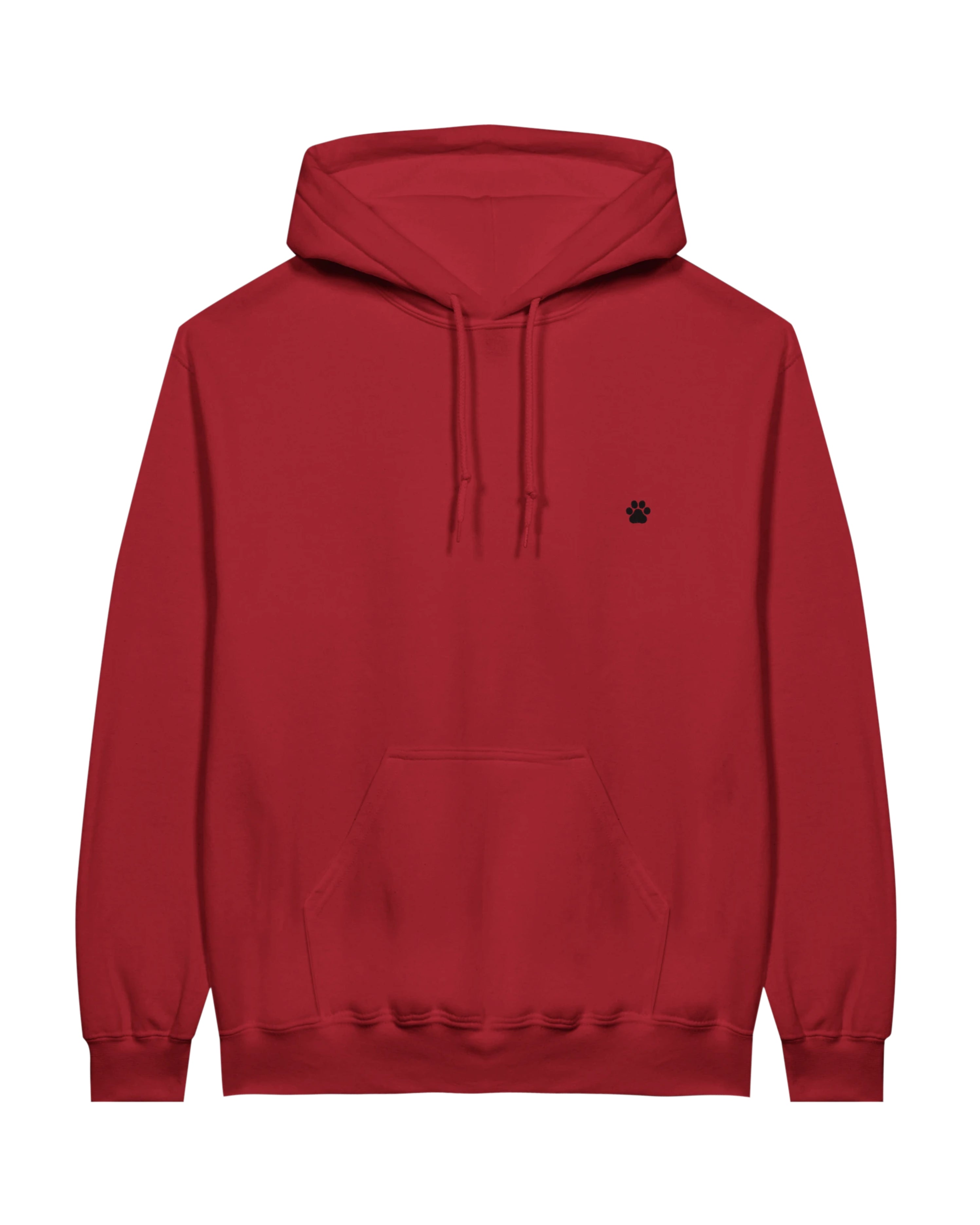 Black PAW Hoodie, cherry red front view