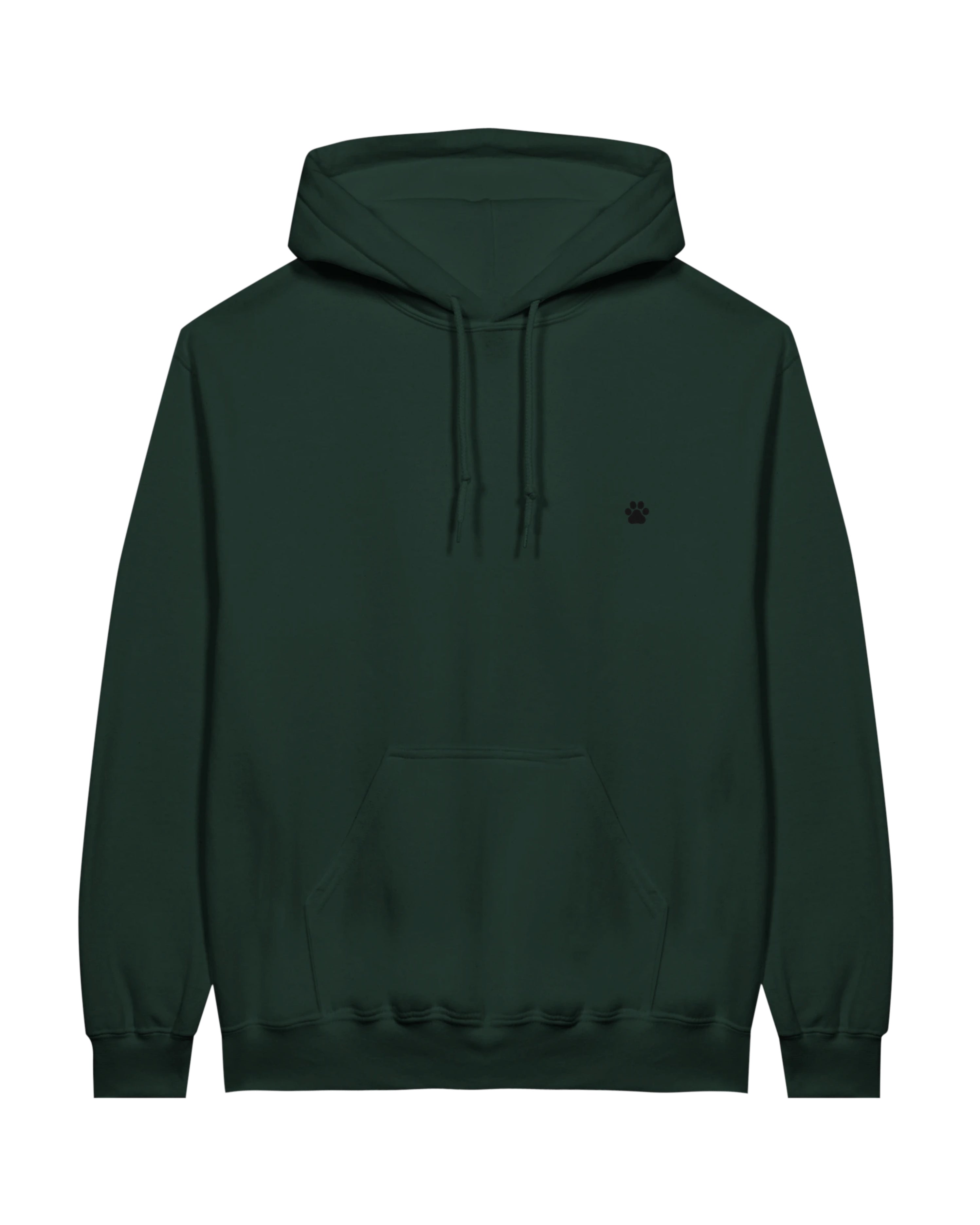 Black PAW Hoodie, forest green front view