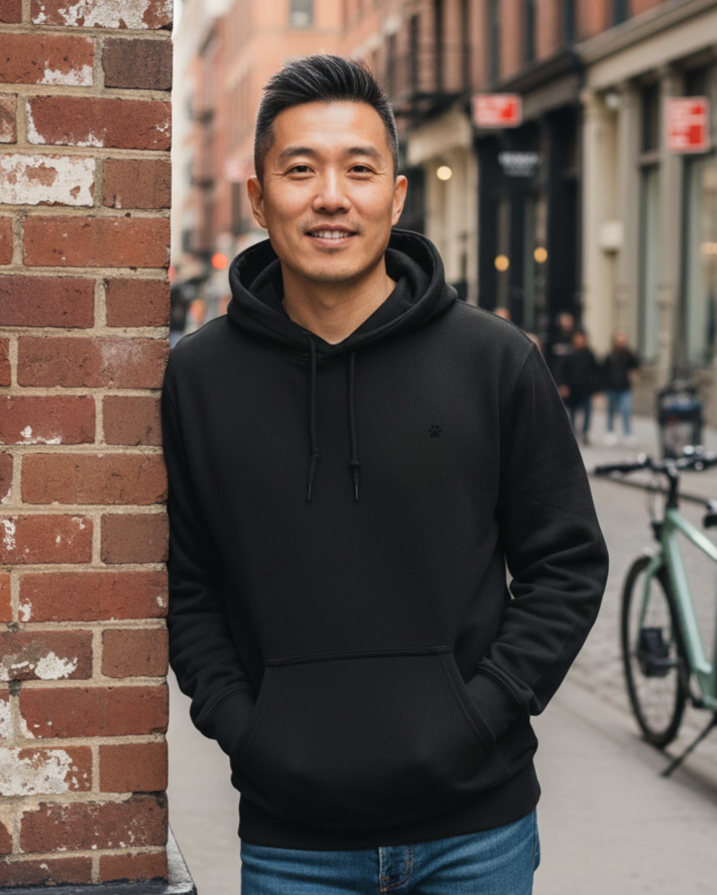 Black PAW Hoodie, male model view