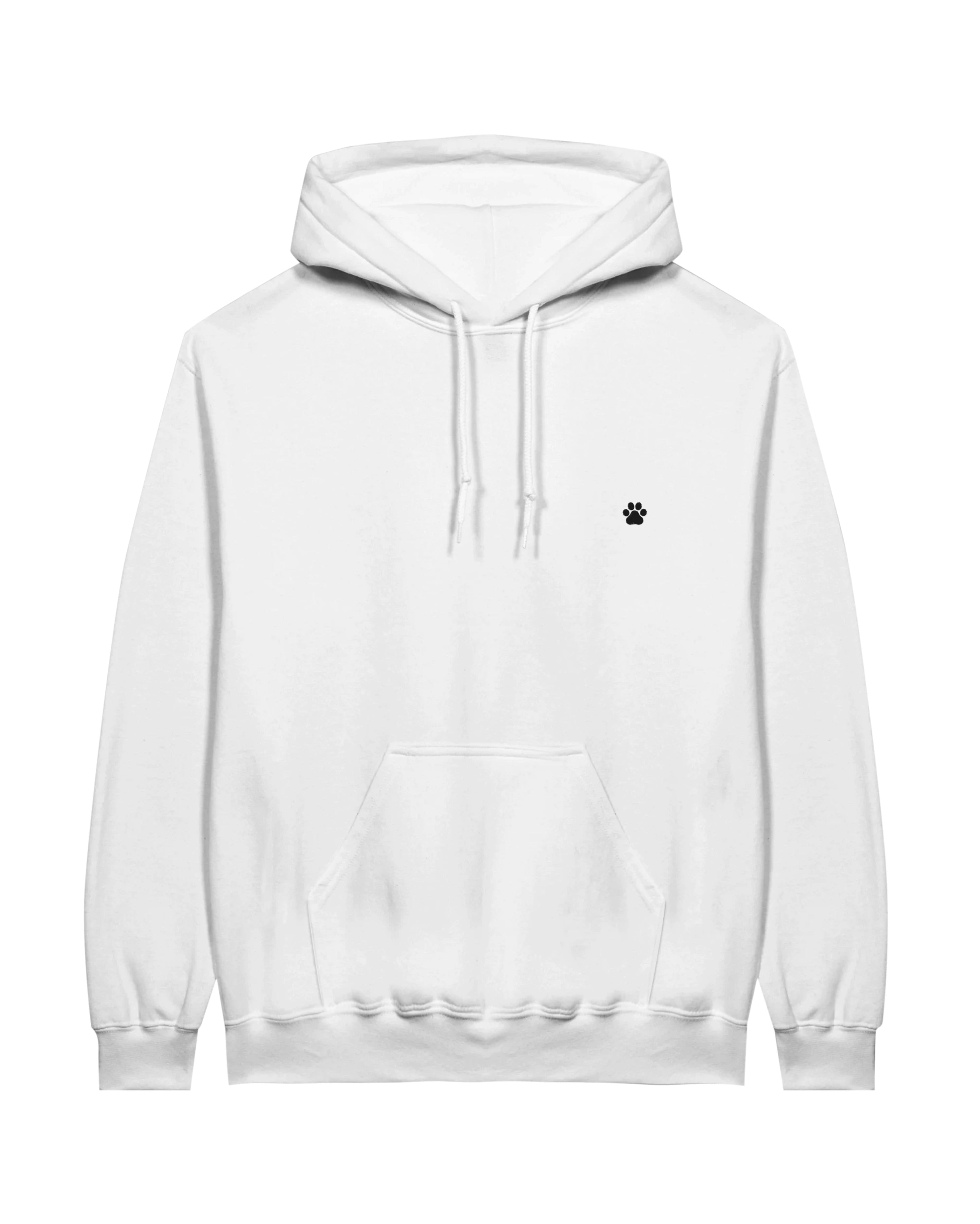 Black PAW Hoodie, white front view