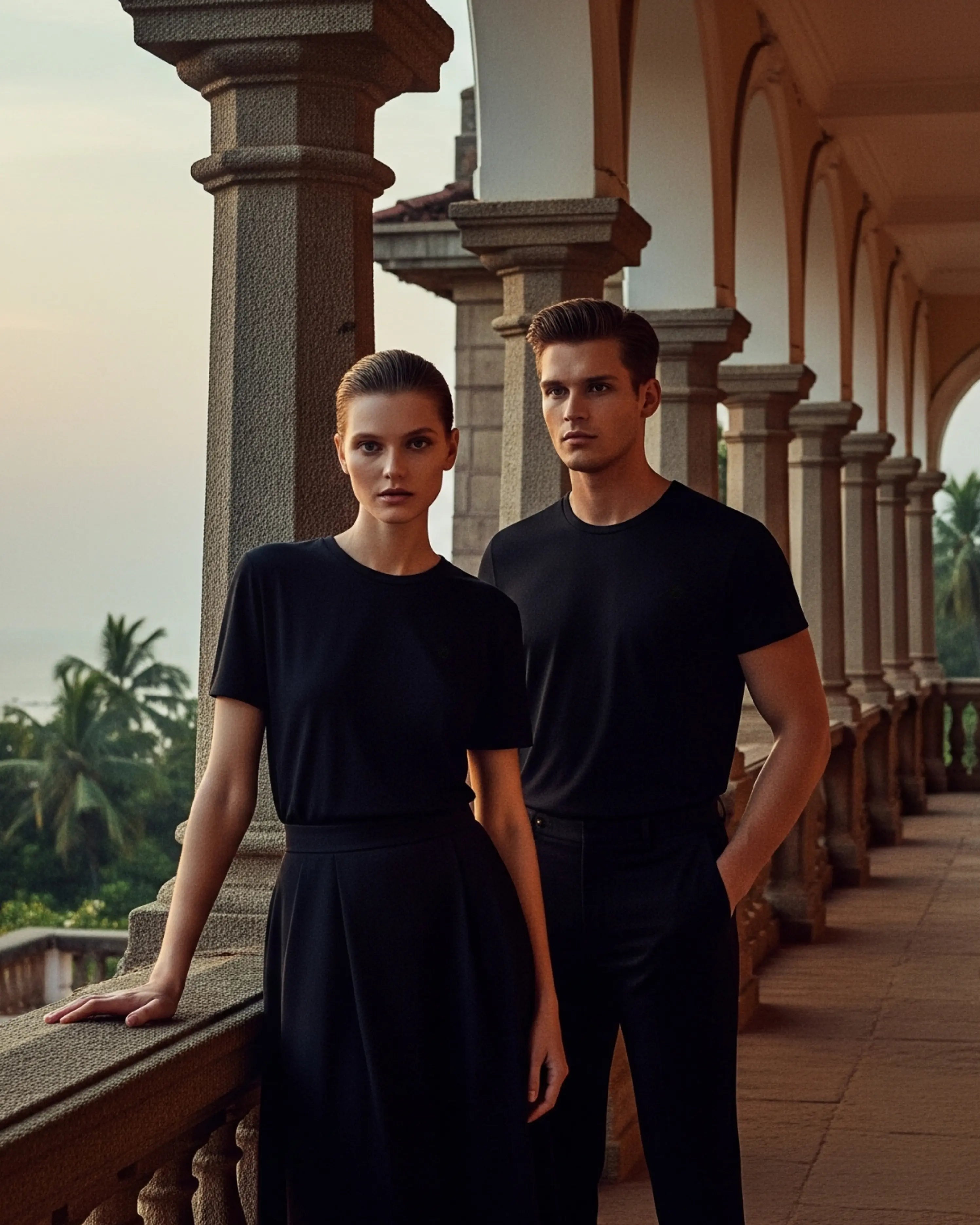 Black PAW Tee, female and male models view