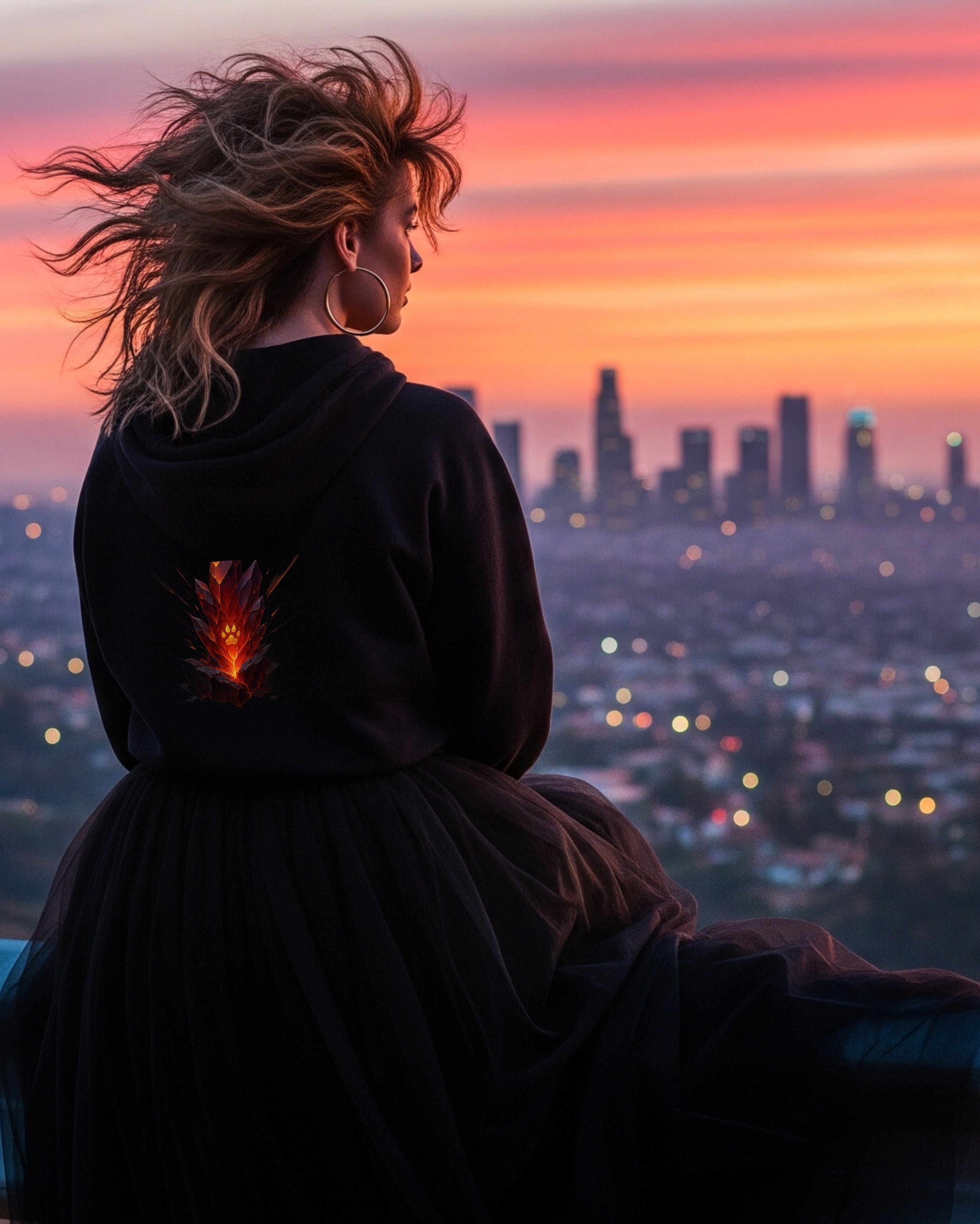 Crimson Core Hoodie, female model view