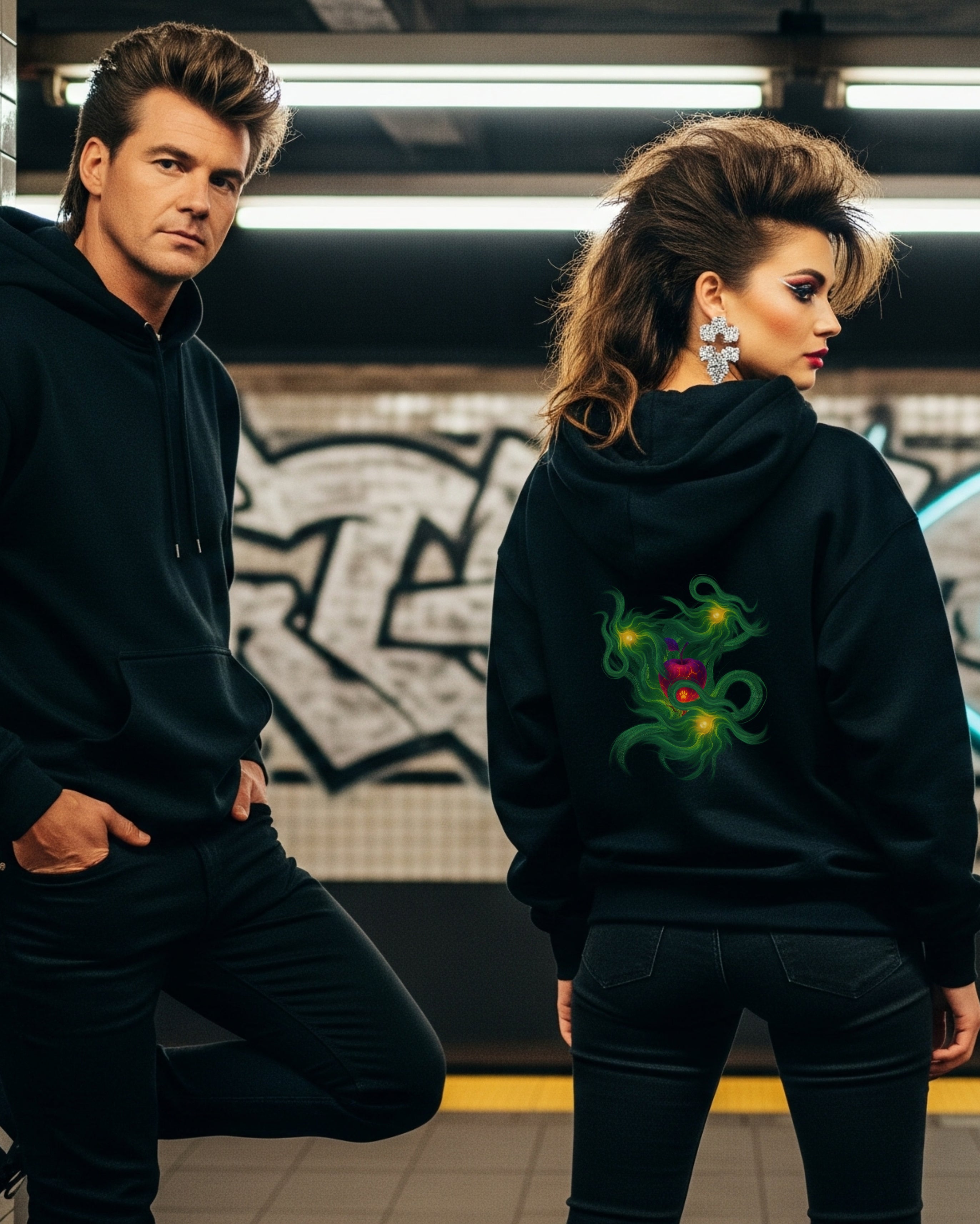 Forbidden Fruit Hoodie, female and male models view