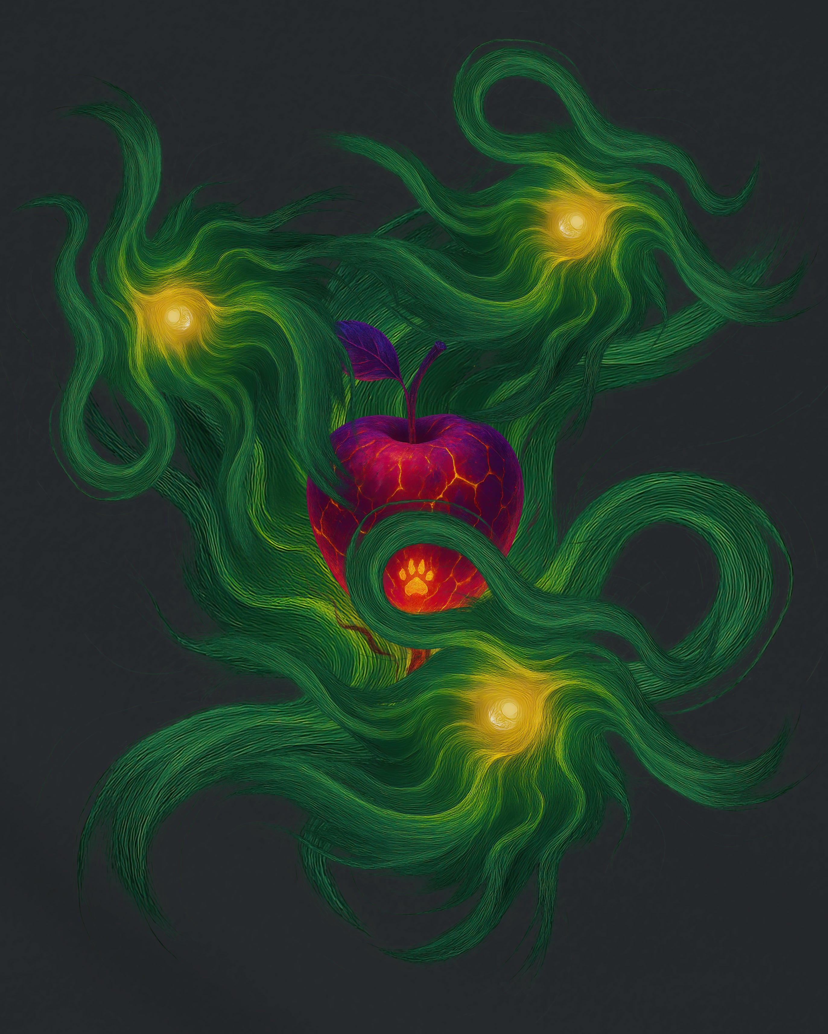 Forbidden Fruit Tee, design close-up view