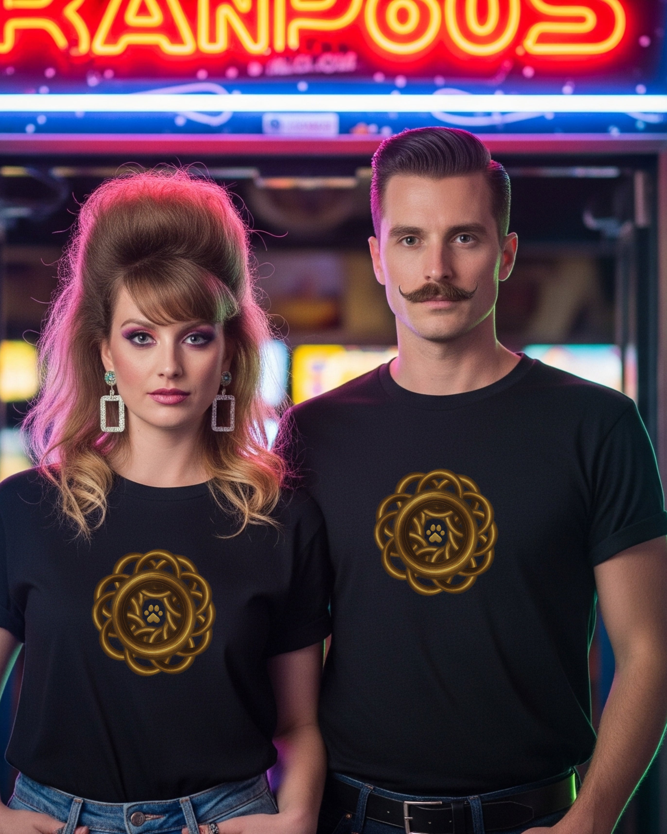 Golden Halo Tee, female and male models view