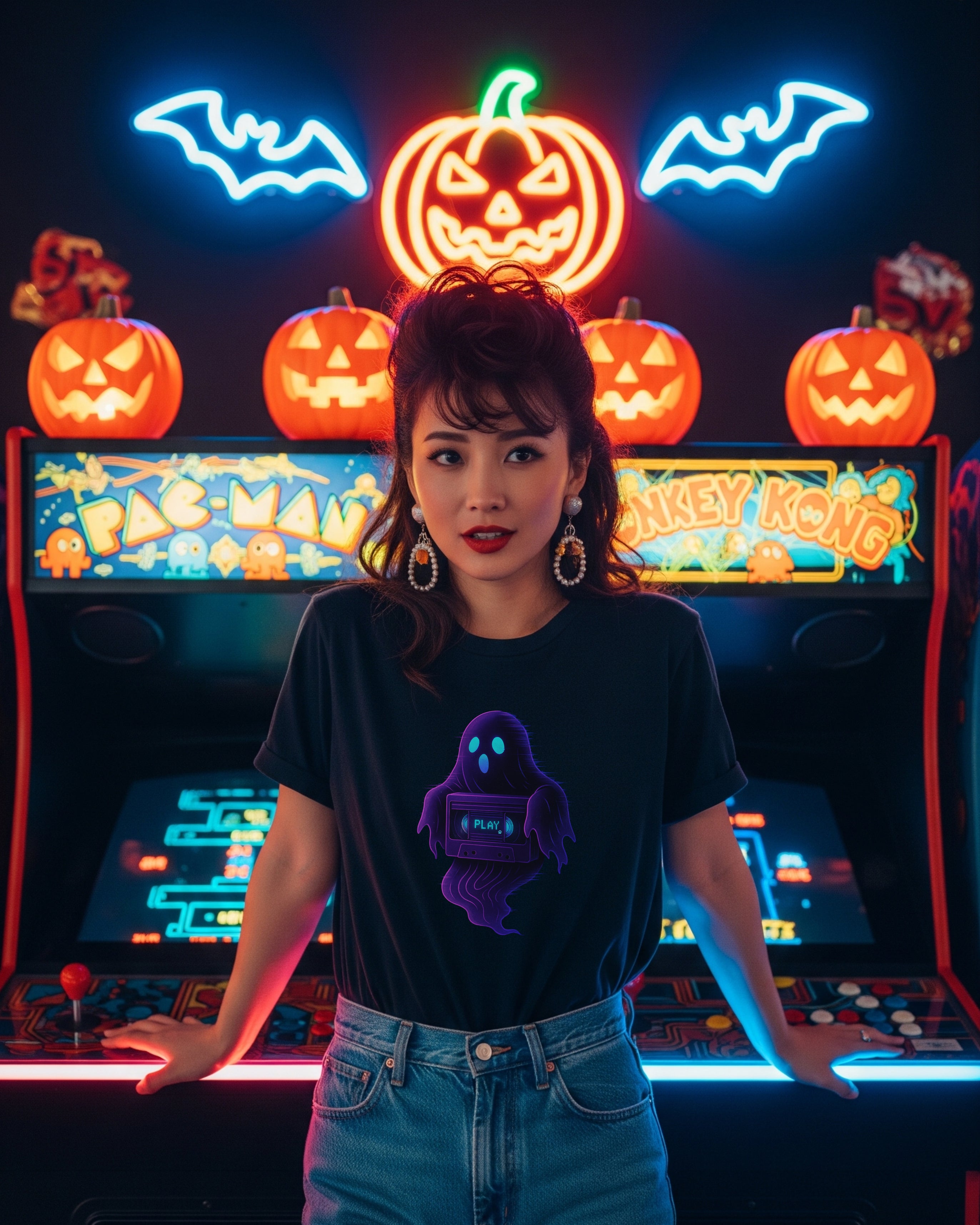 Halloween Ghost Tee, female model view