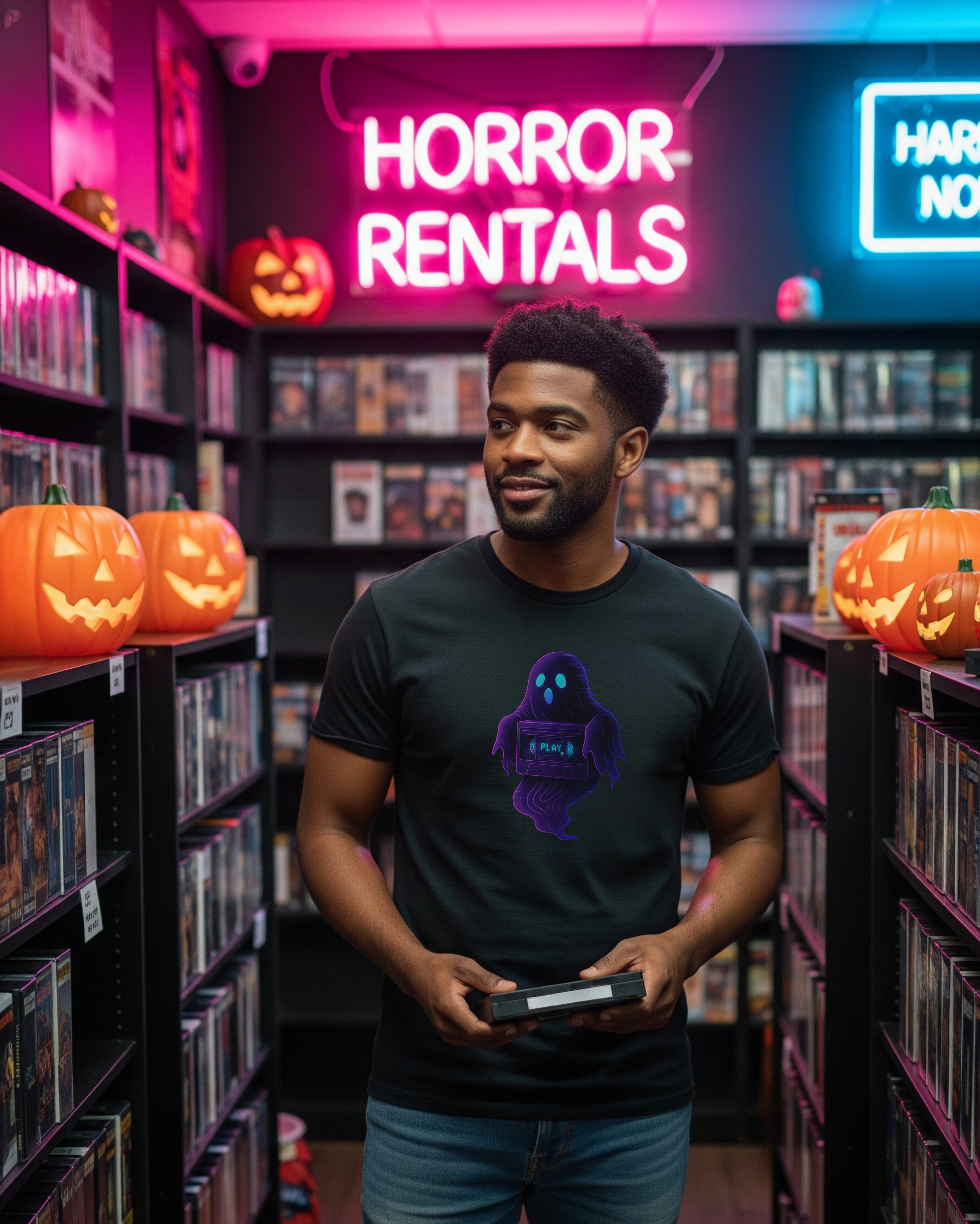 Halloween Ghost Tee, male model view