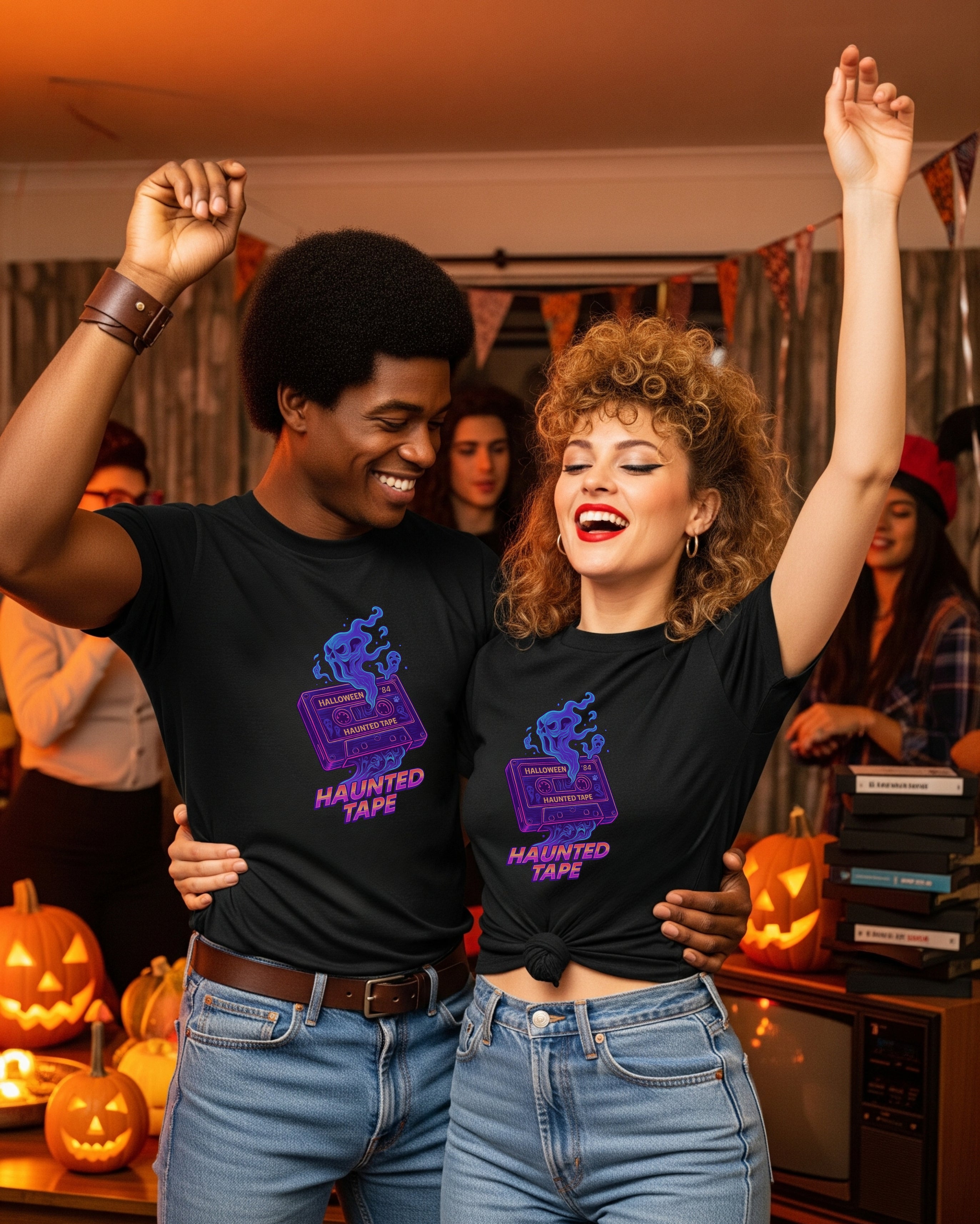 Halloween Mix 80's Tee, female and male models view