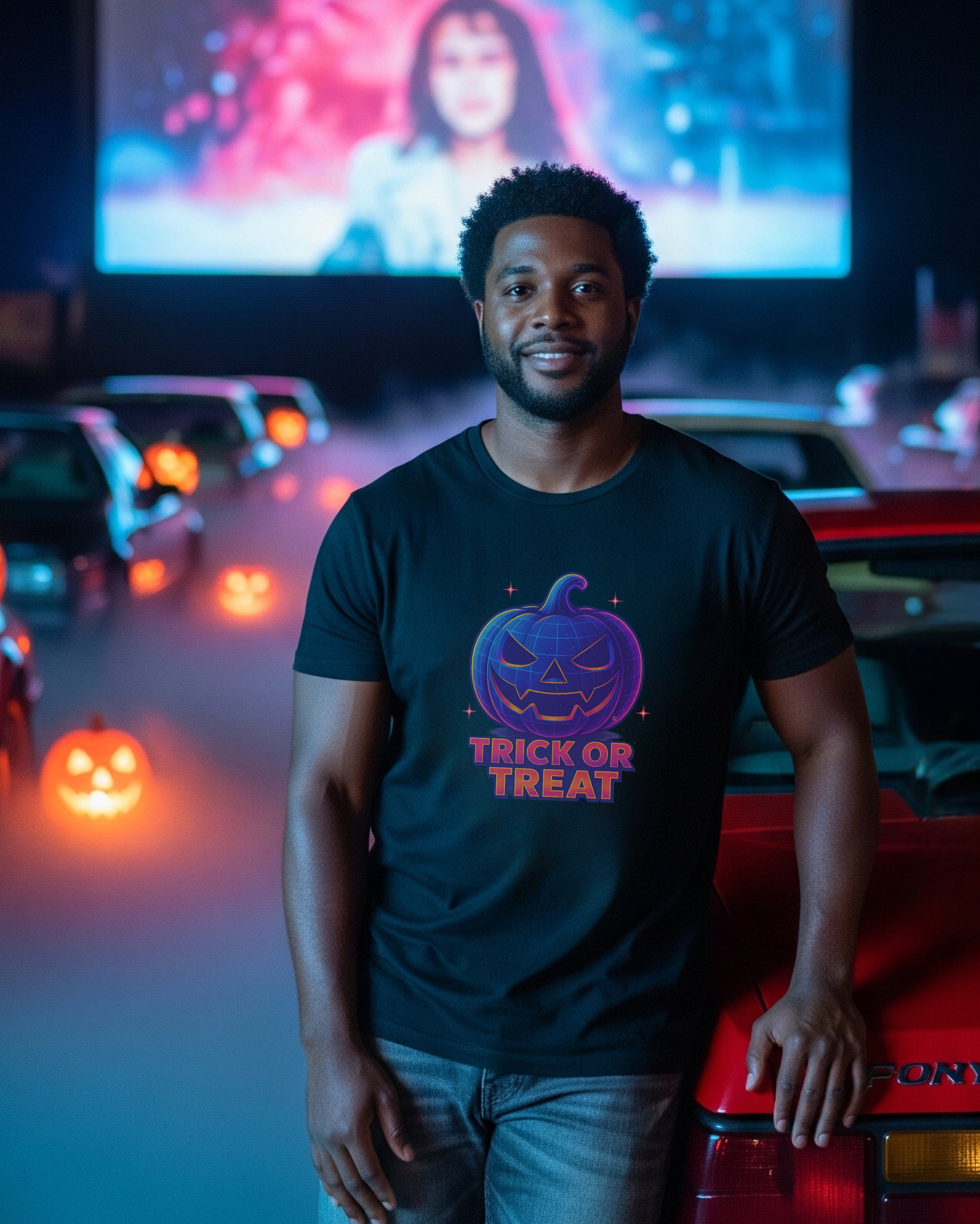 Halloween Pumpkin Tee, male model view
