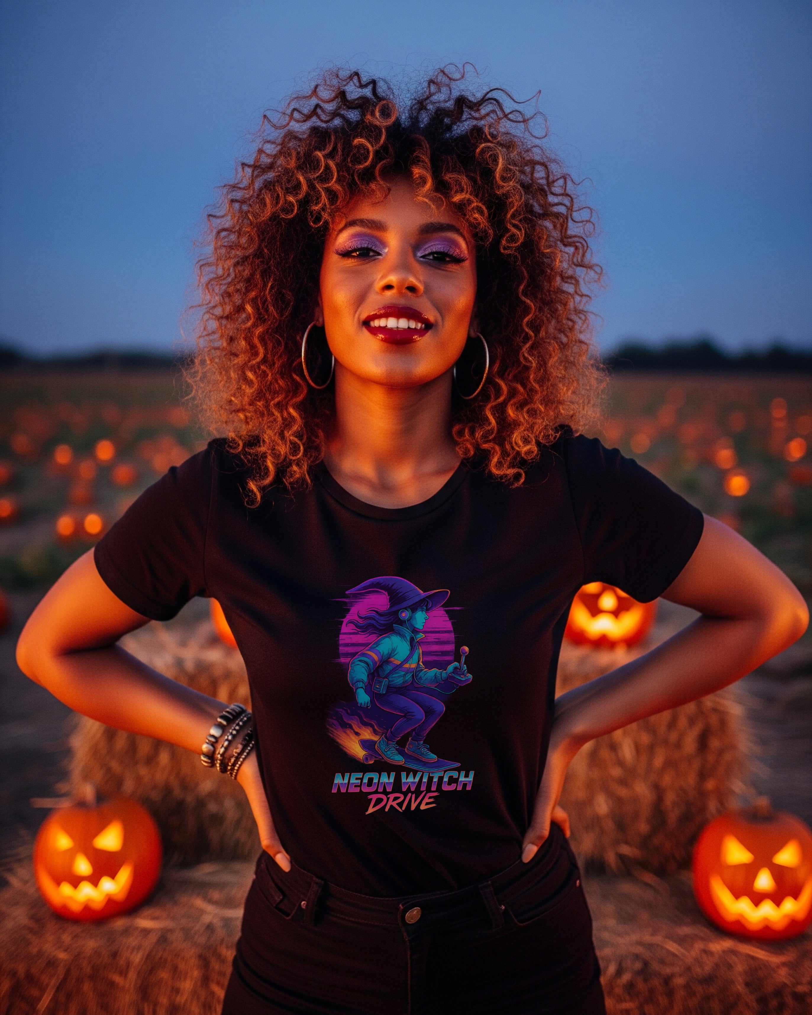 Halloween Witch Drive Tee, female model view