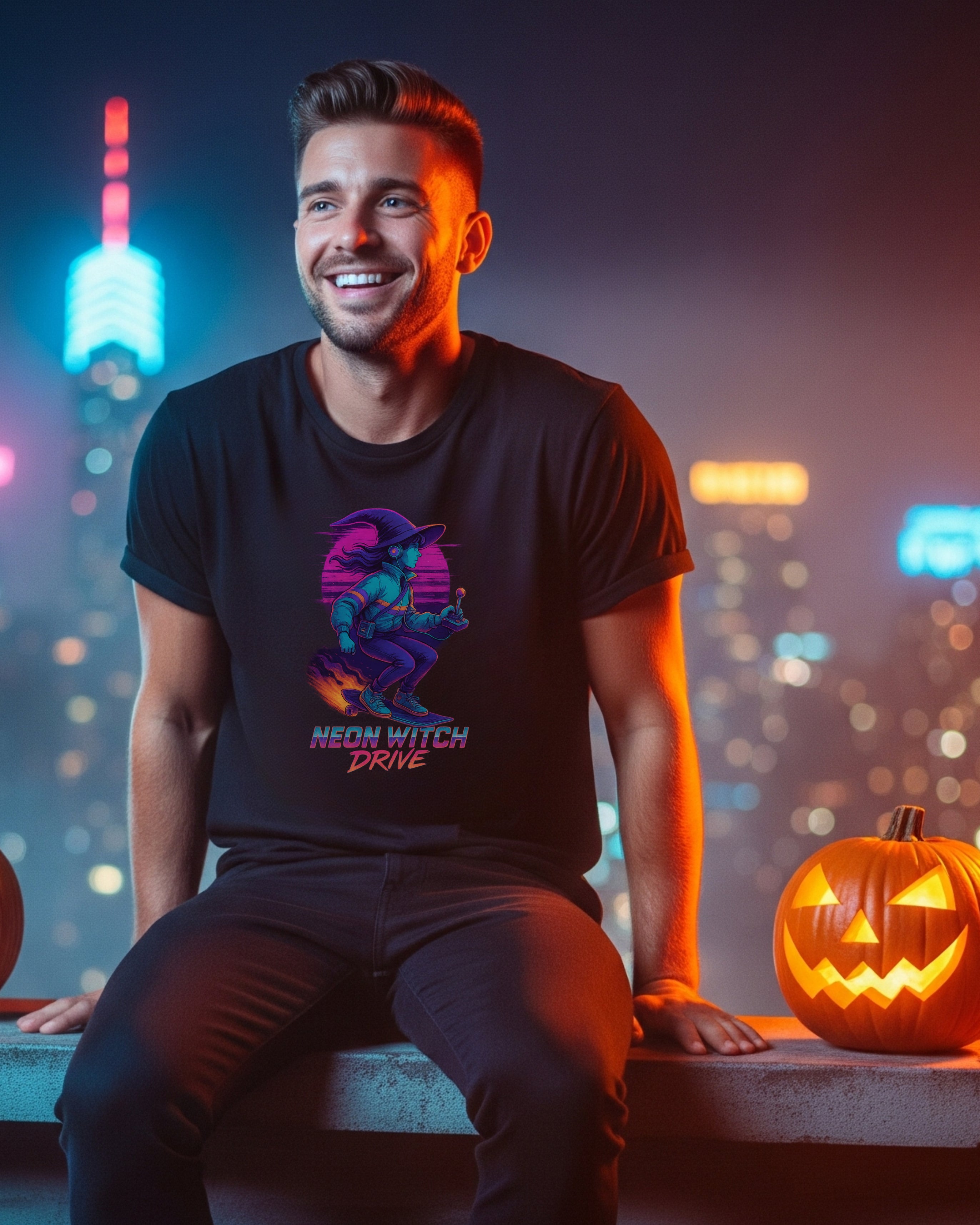 Halloween Witch Drive Tee, male model view