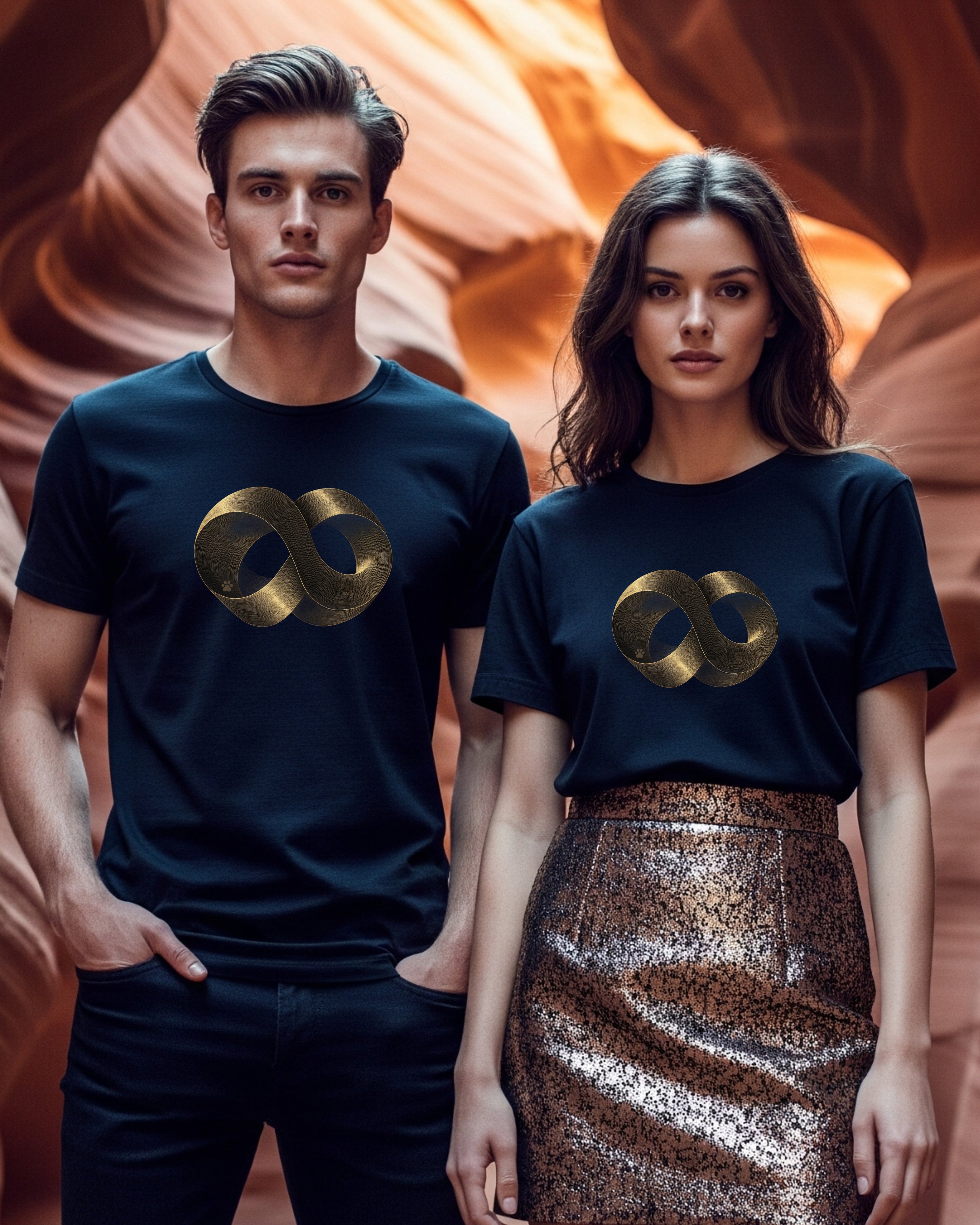 Infinium Tee, female and male models view