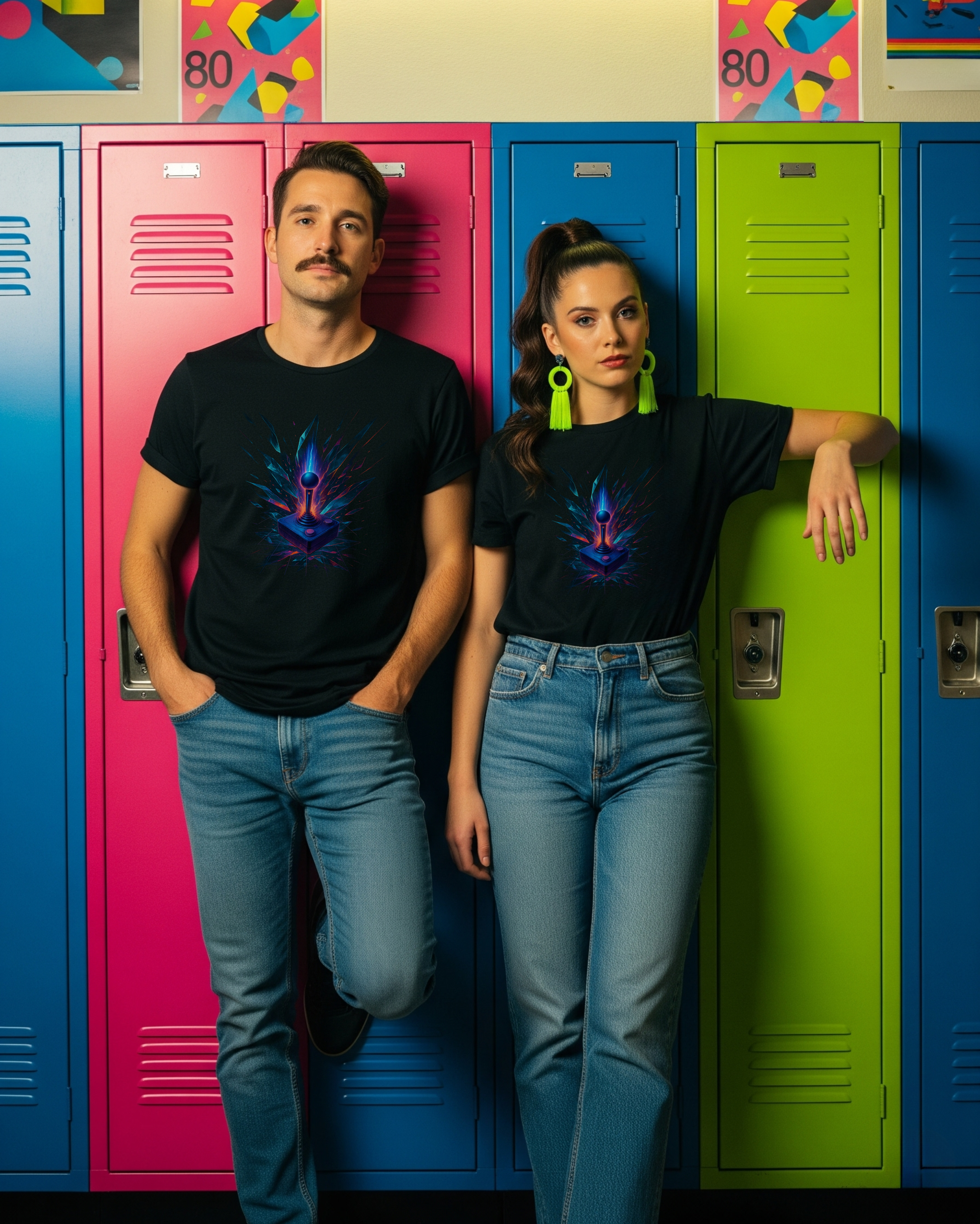 Joystick Hero Tee, female and male models view