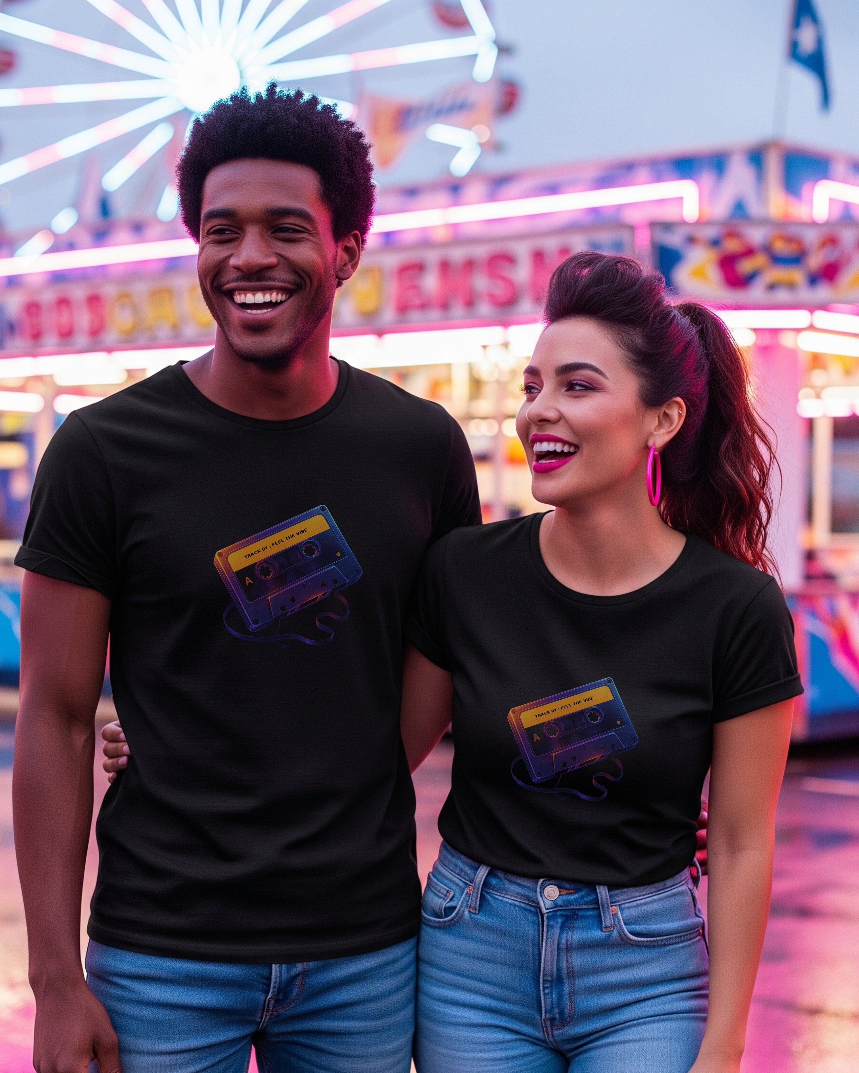 Mixtape Memory Tee, female and male models view