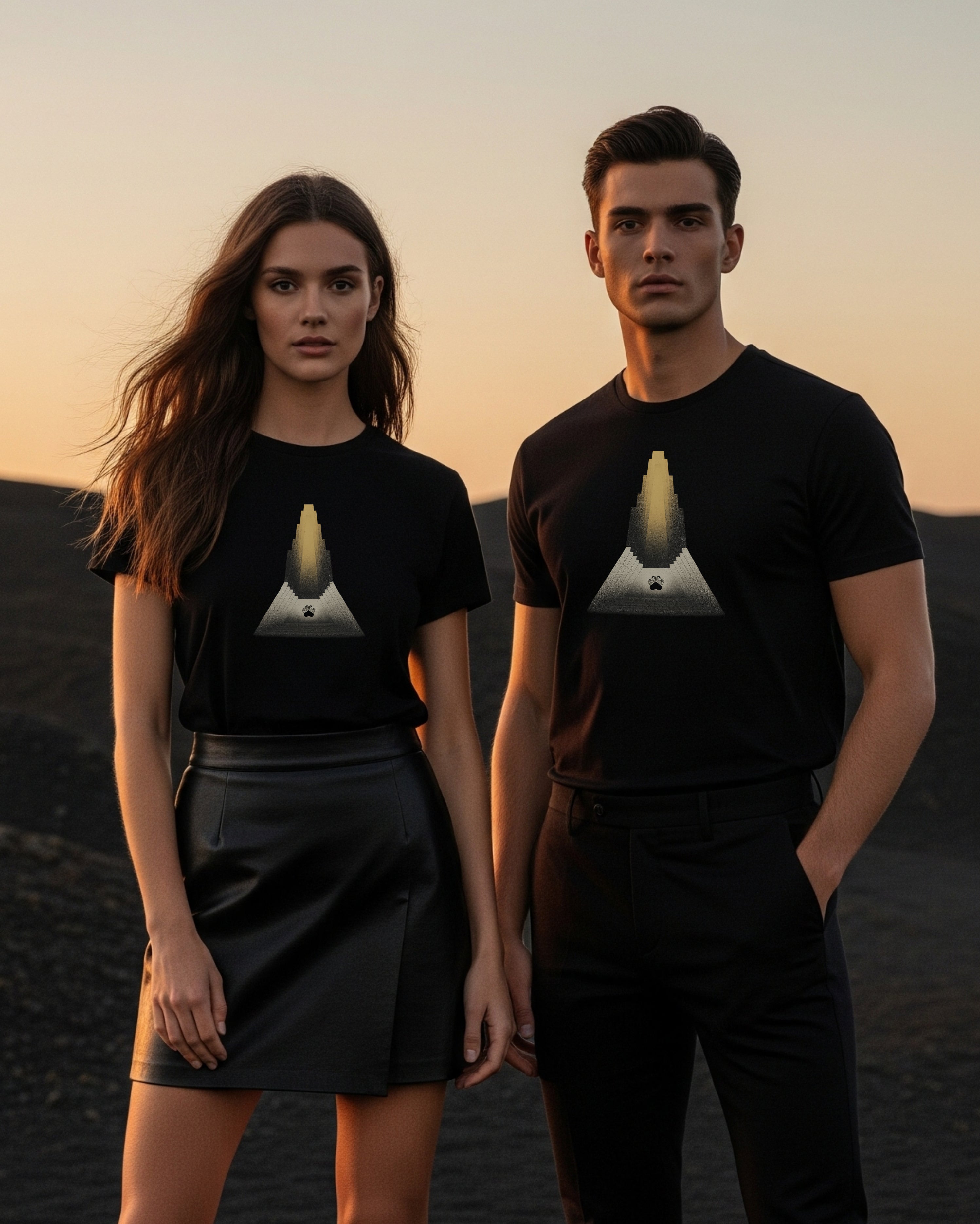Monolith Tee, female and male models view