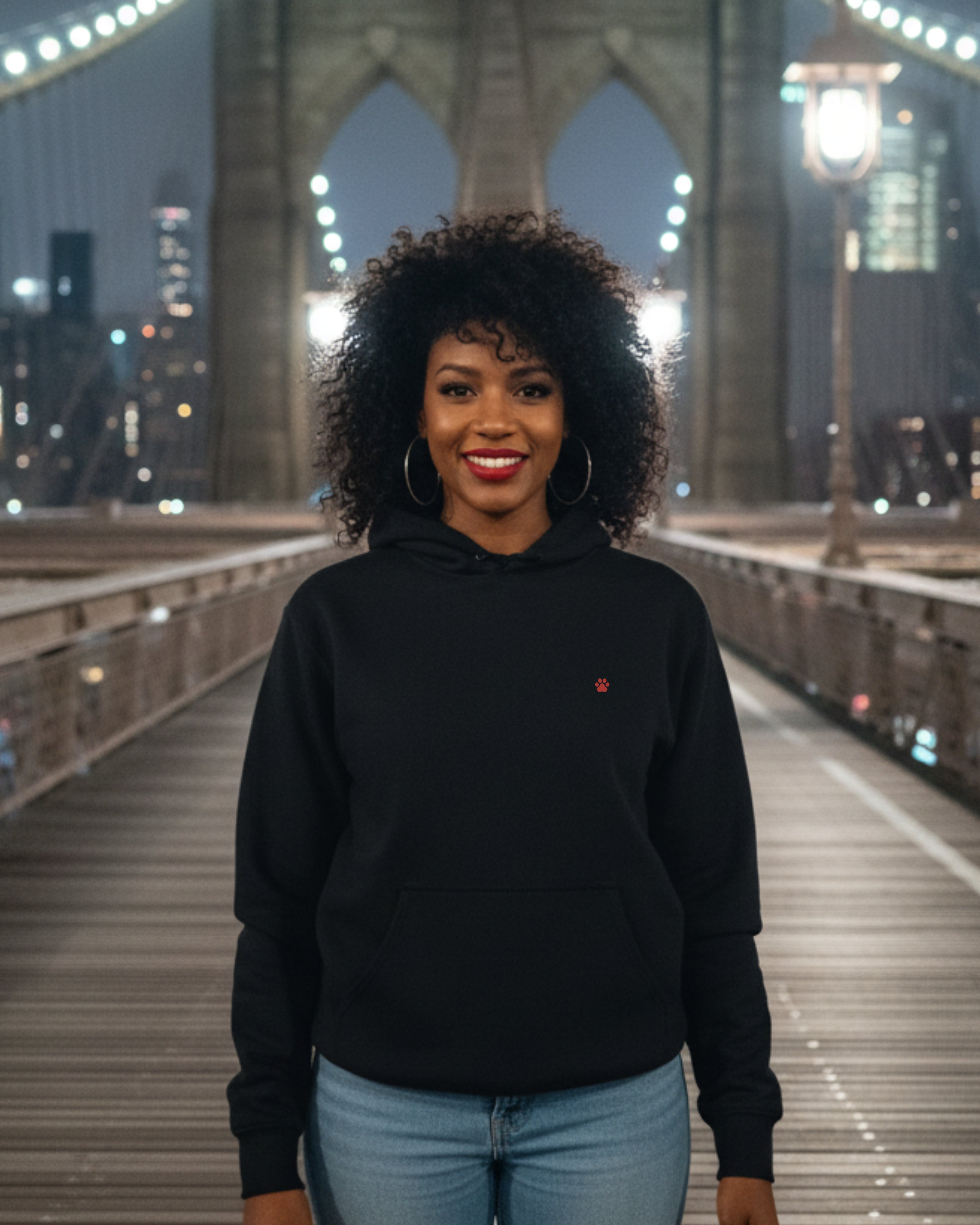 New York City Iconic View Hoodie, female model view
