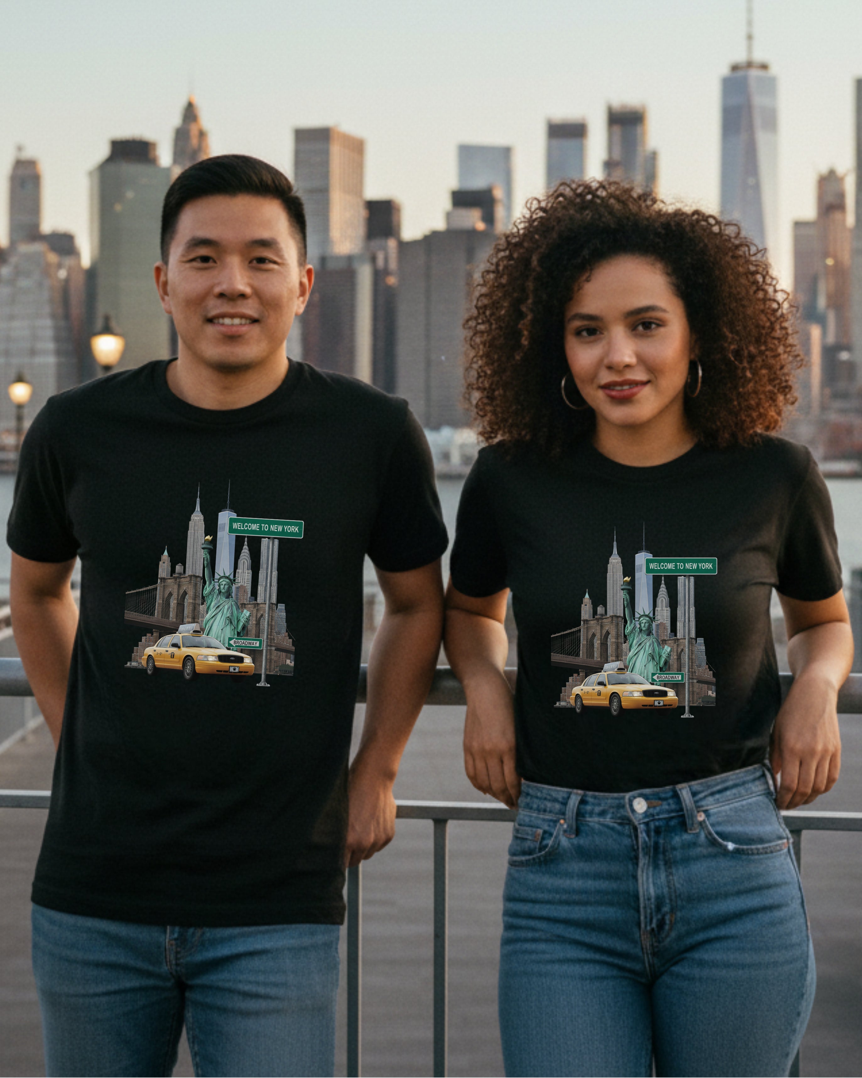 New York City Iconic View Tee, female and male models view