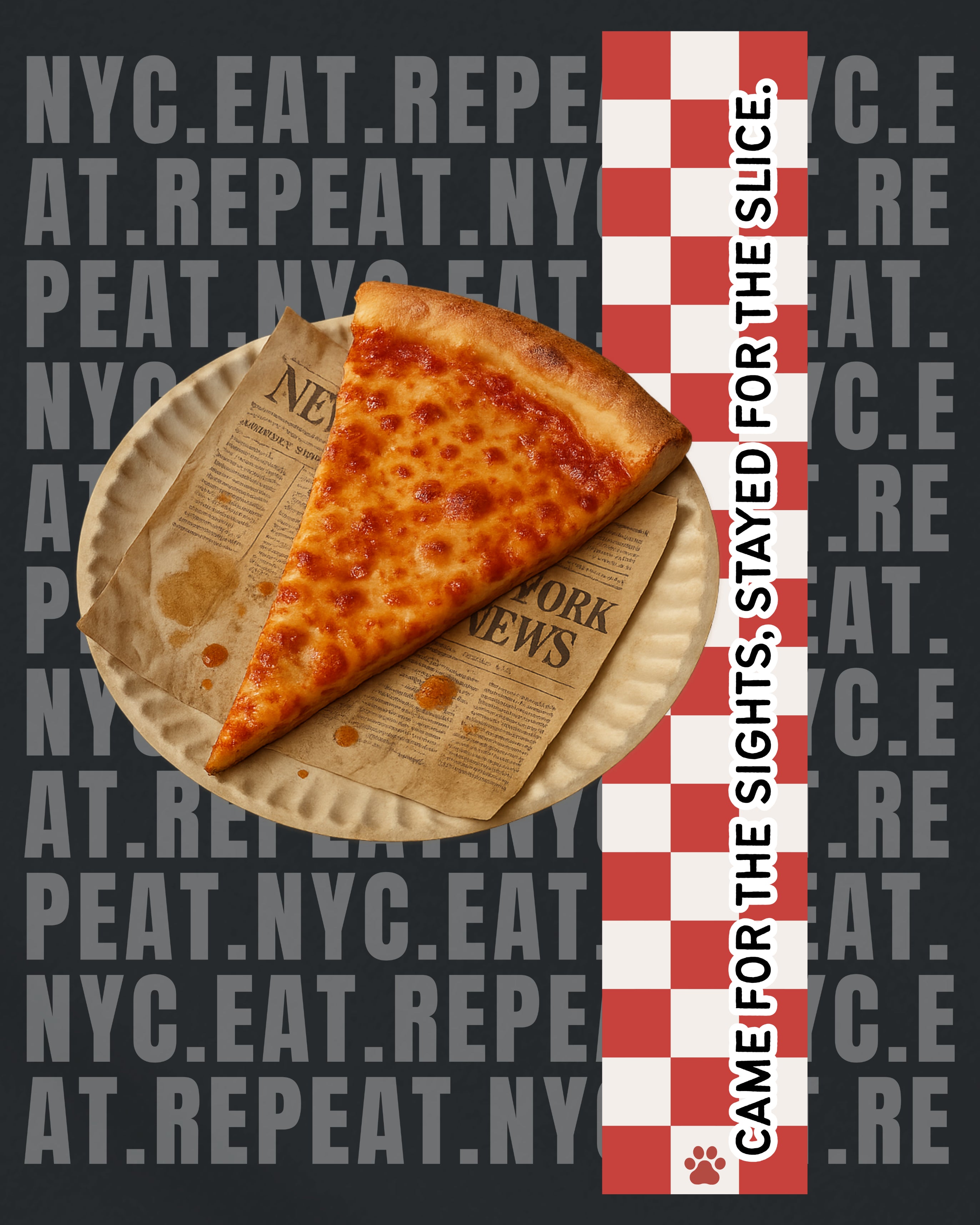 New York City Pizza Slice Tee, design close-up view