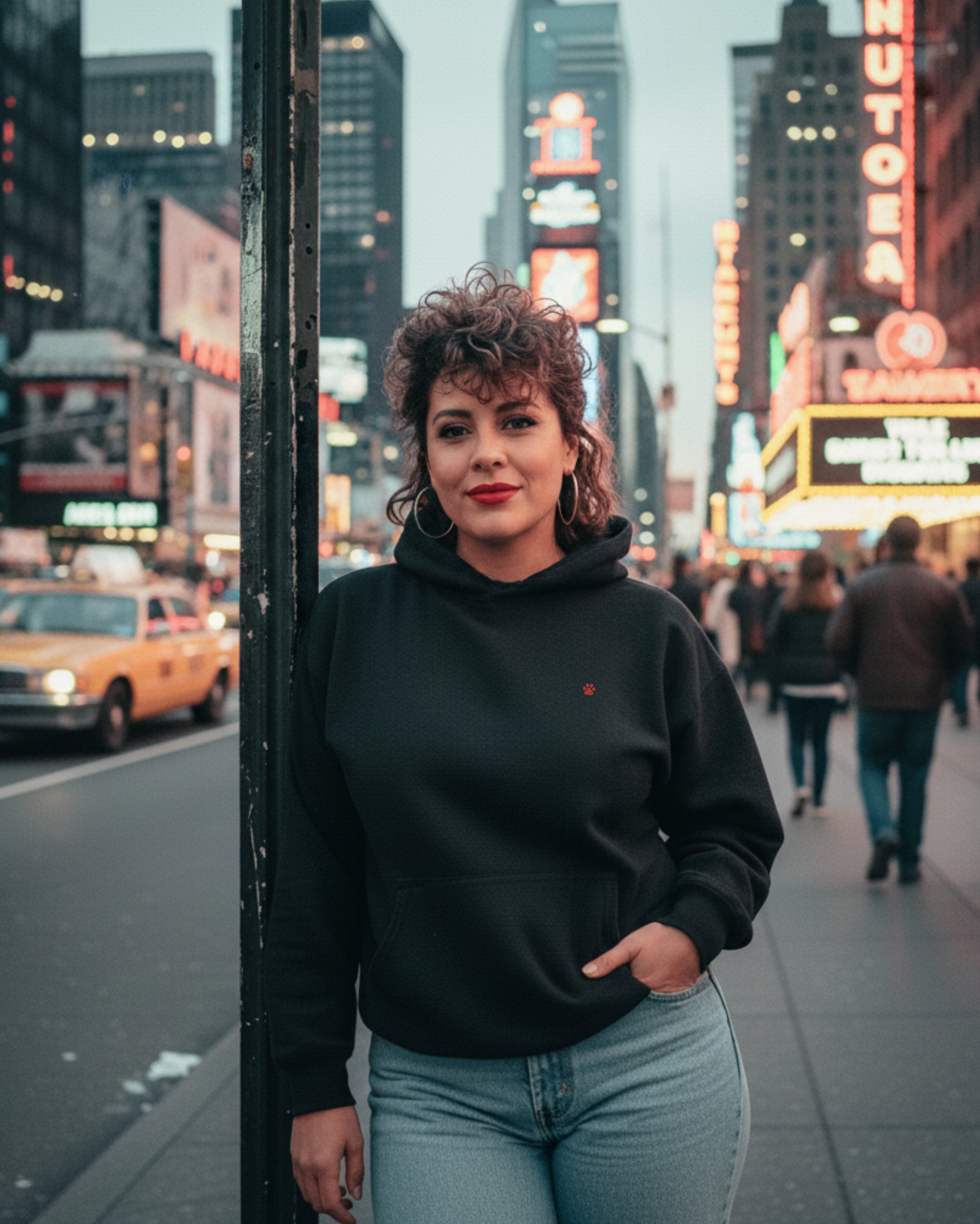 New York City Urban Vibe Hoodie, female model view