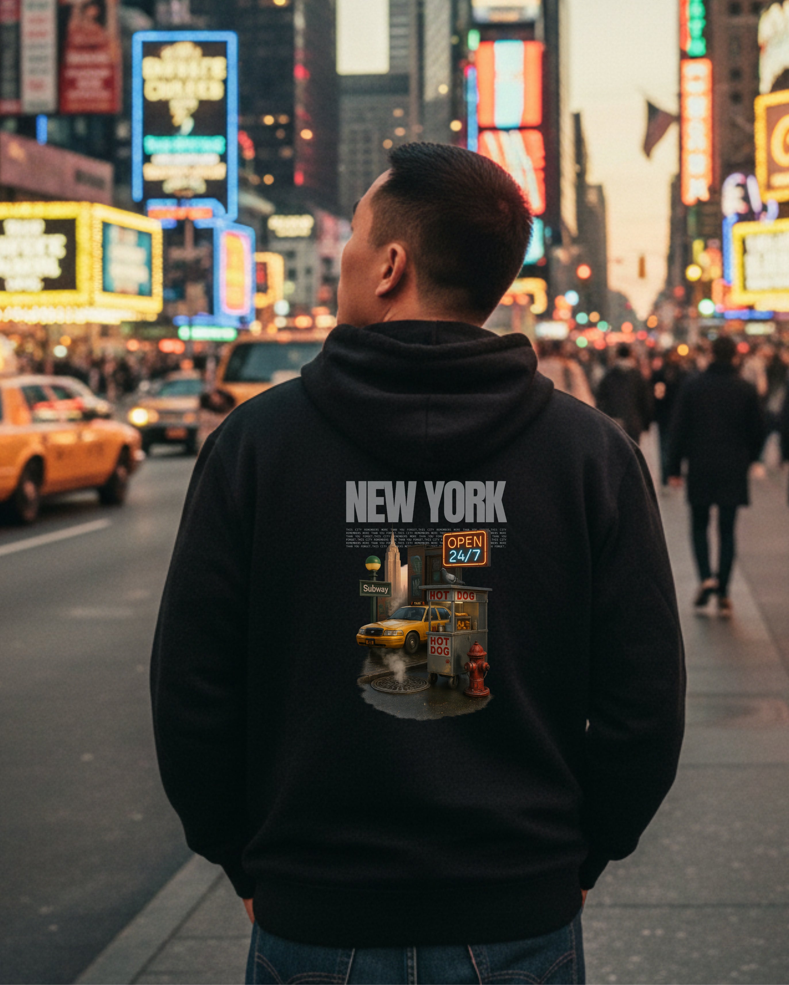 New York City Urban Vibe Hoodie, male model view