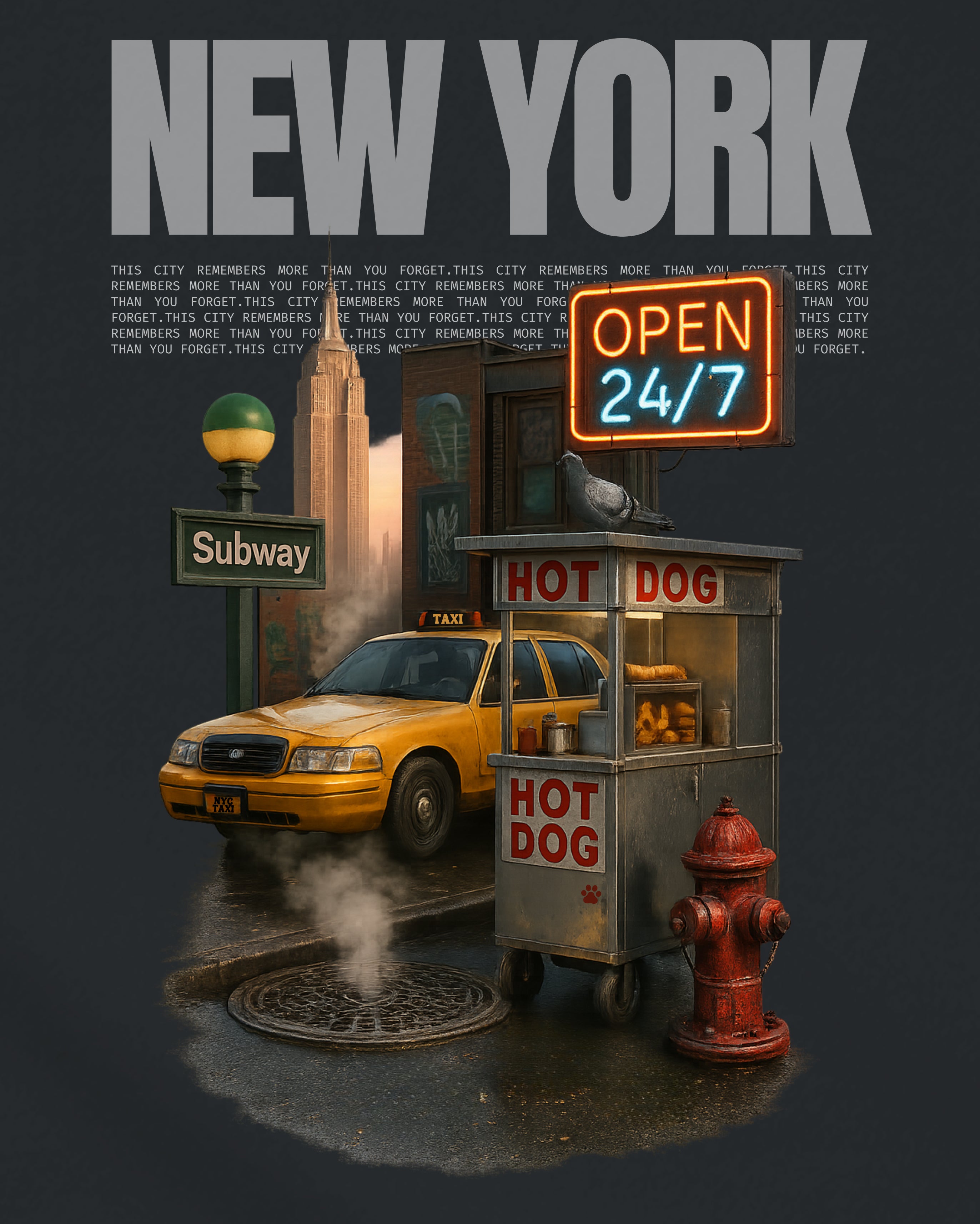 New York City Urban Vibe Tee, design close-up view