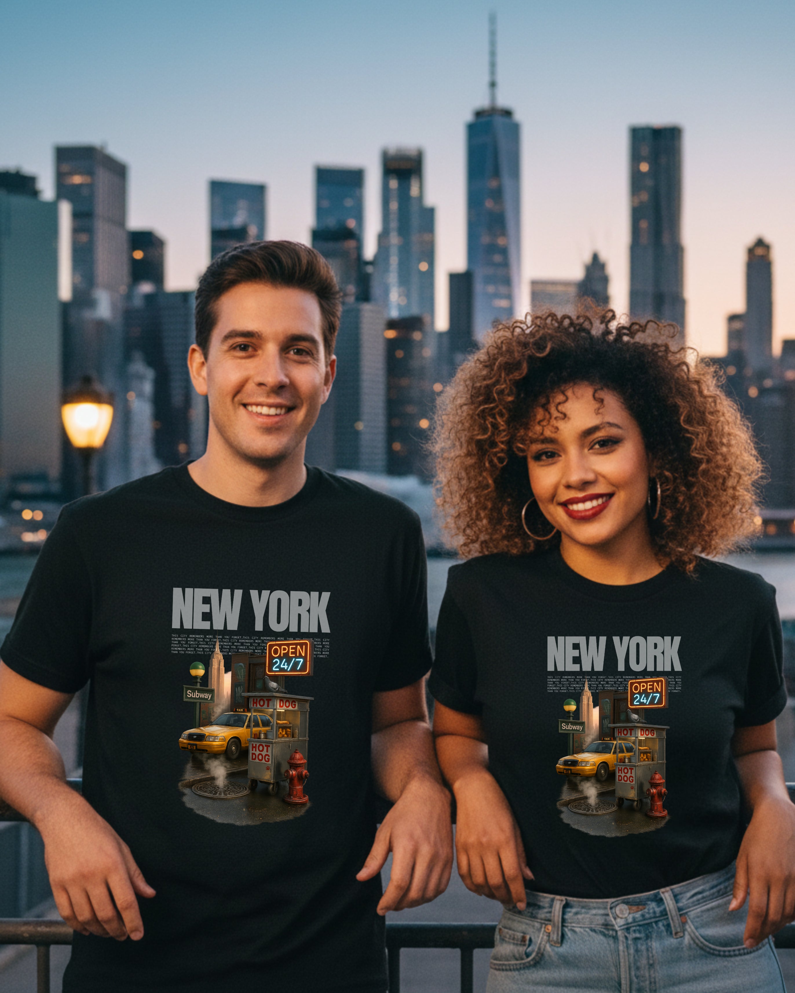 New York City Urban Vibe Tee, female and male models view