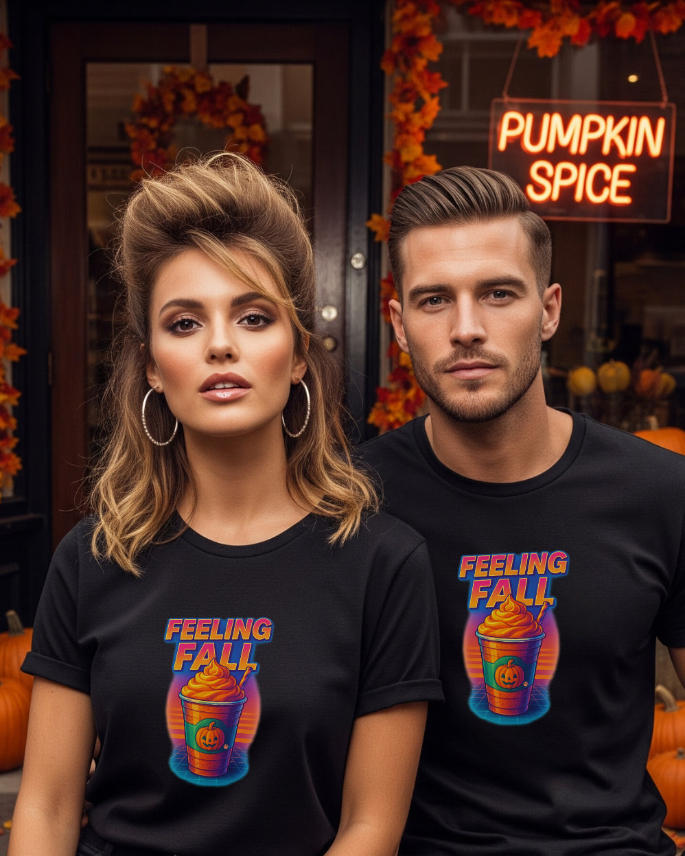 Pumpkin Spice Season Tee, female and male models view