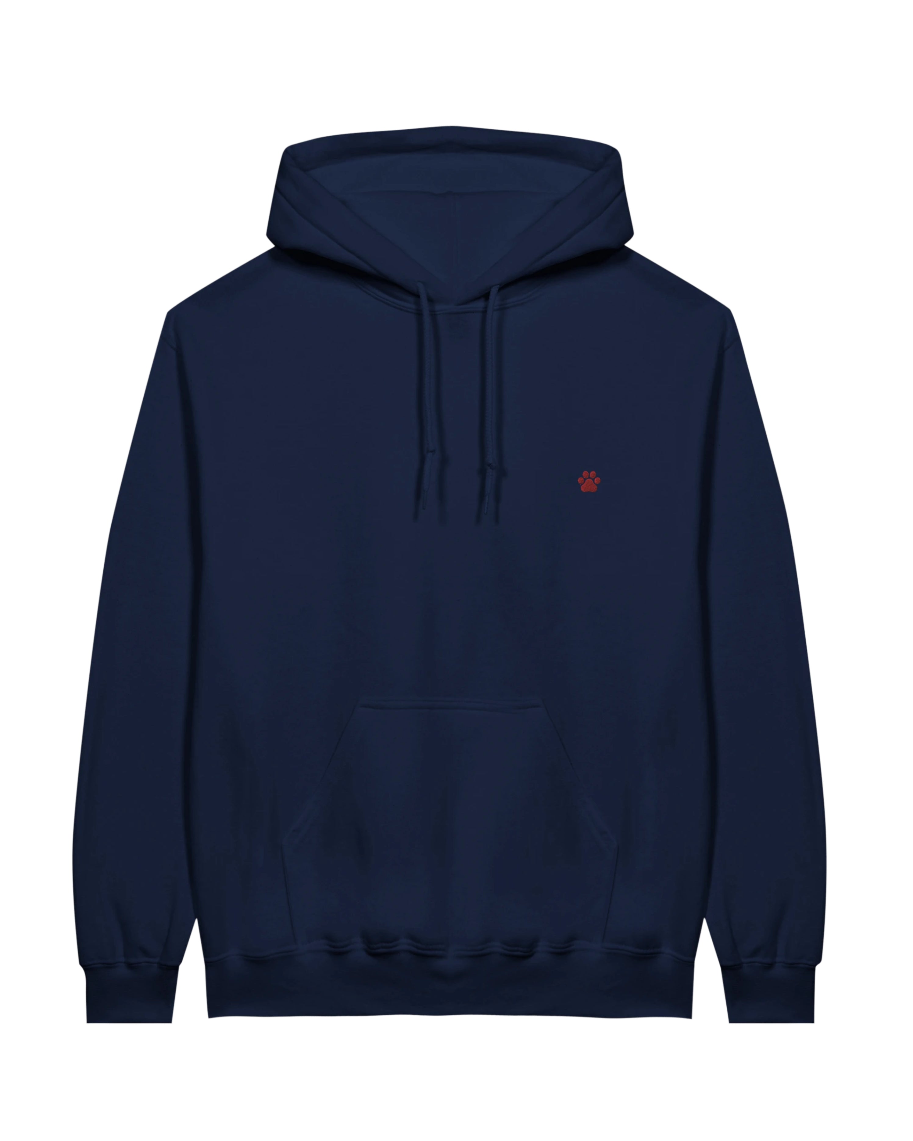 Red PAW Hoodie, navy front view