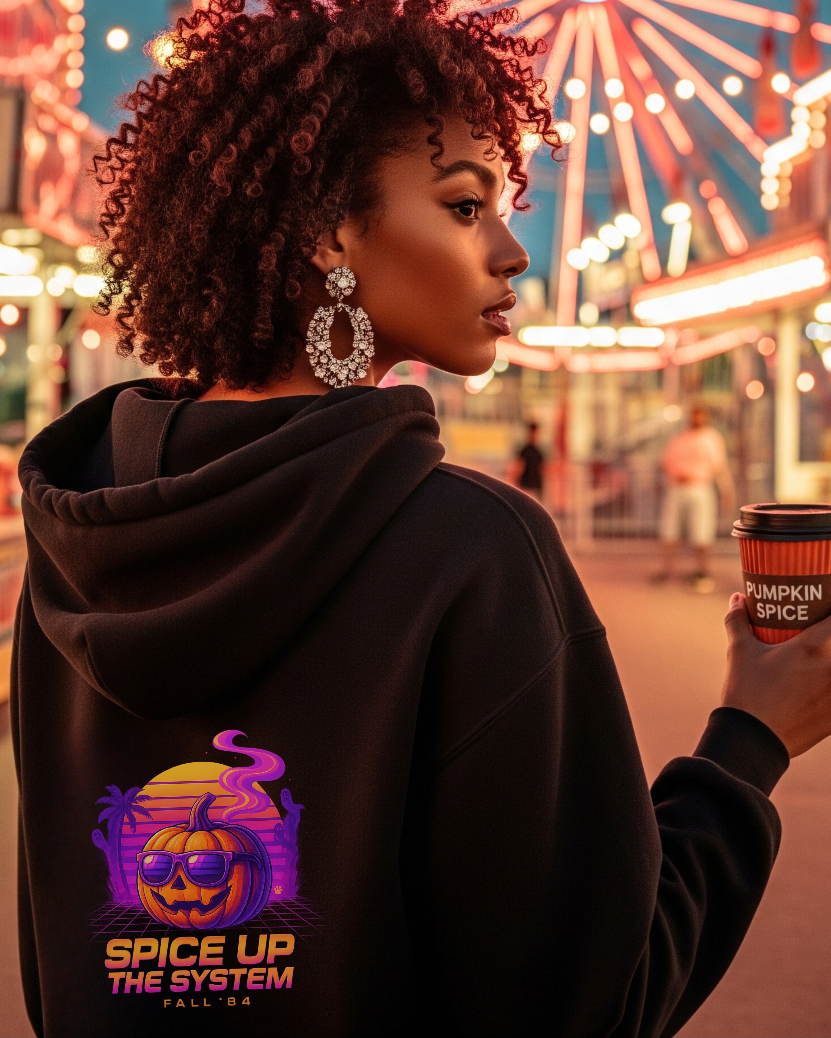 Retro Fall Hoodie, female model view