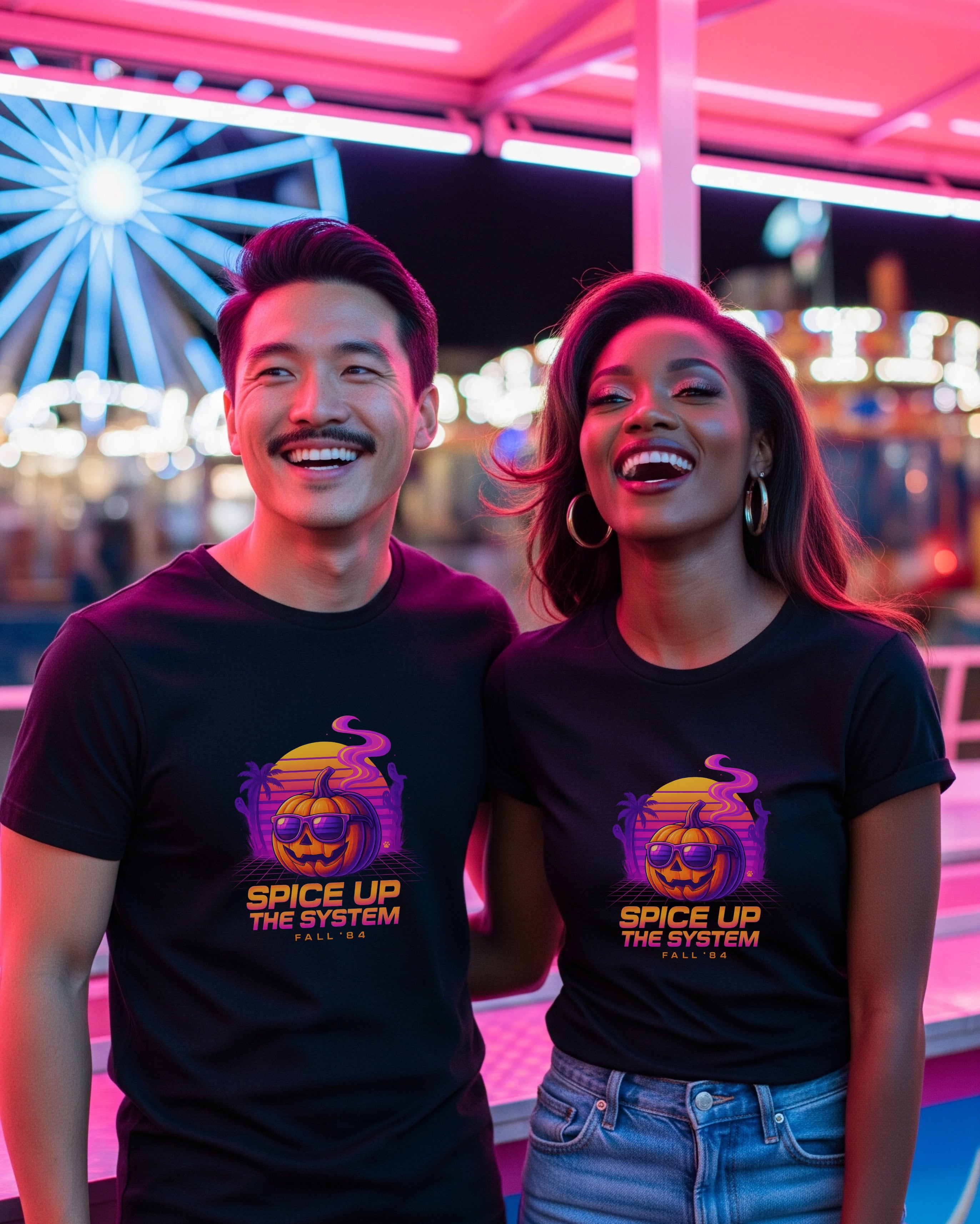 Retro Fall Tee, female and male models view