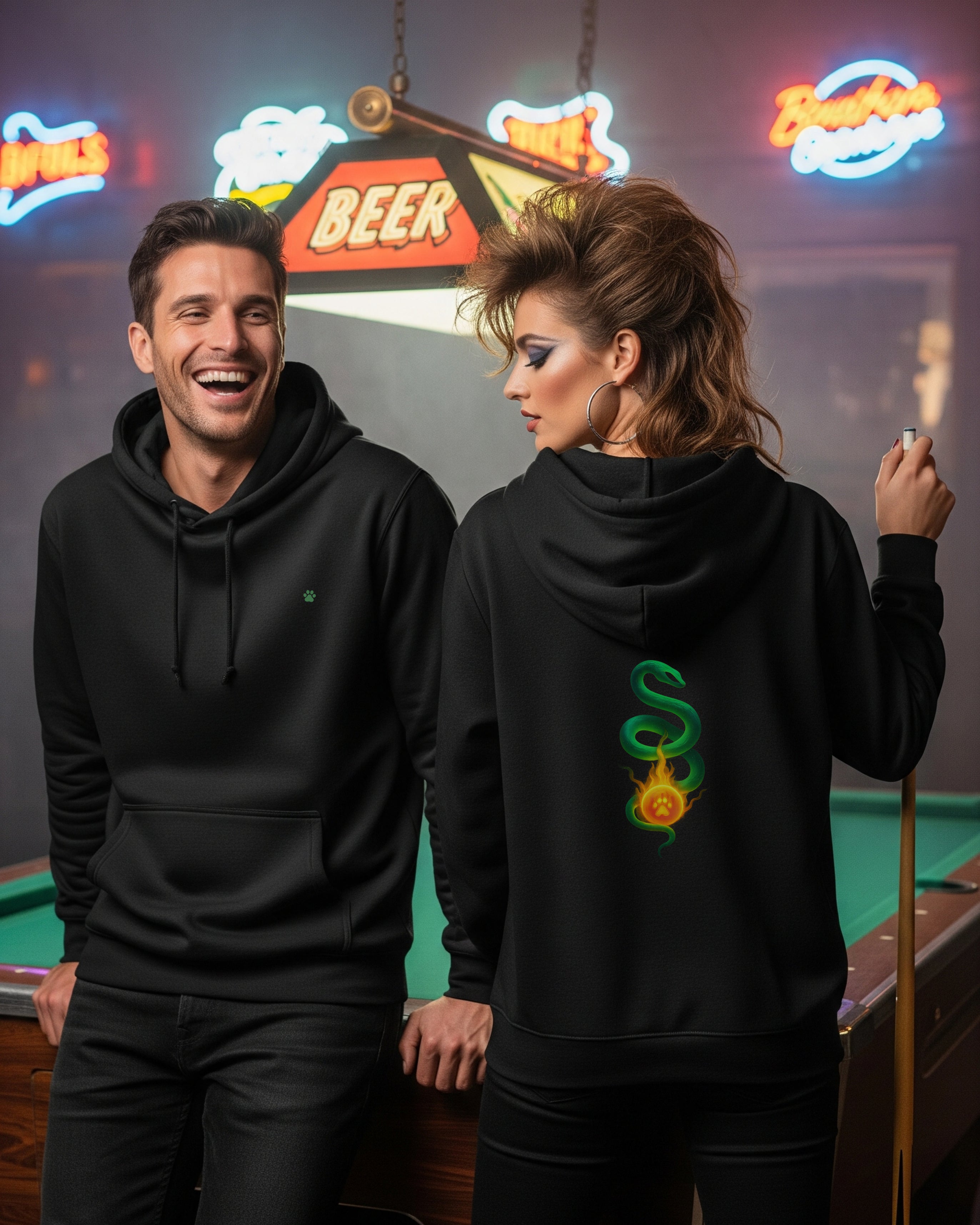 Serpent Light Hoodie, female and male models view