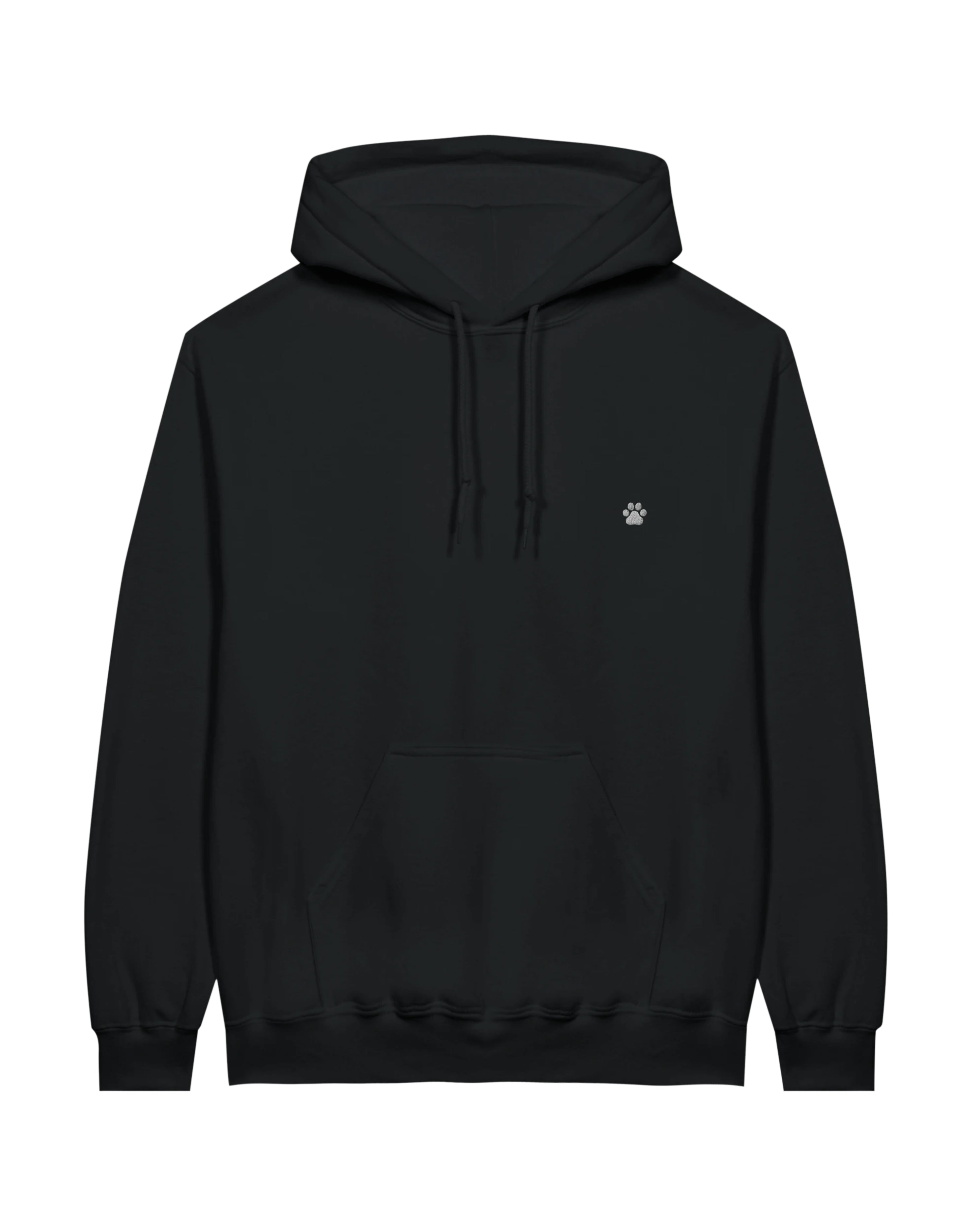 White PAW Hoodie, black front view