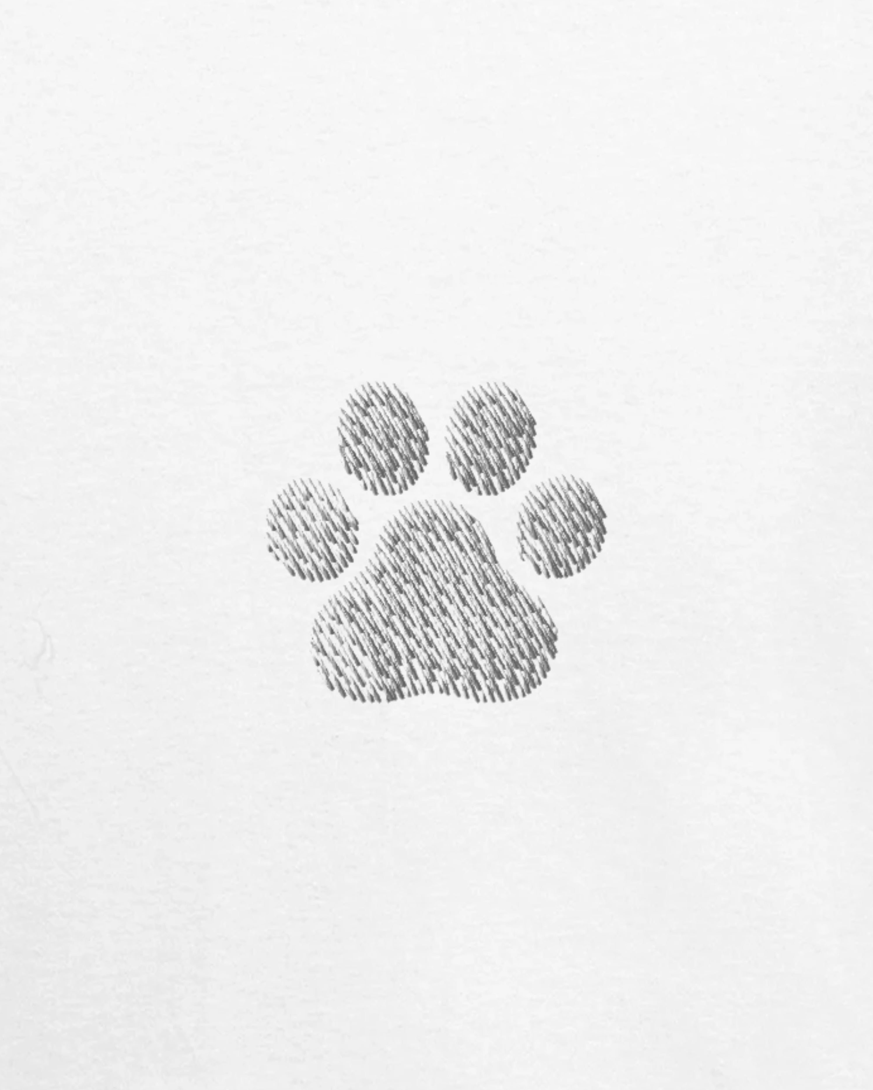 White PAW Hoodie, embroidery close-up view