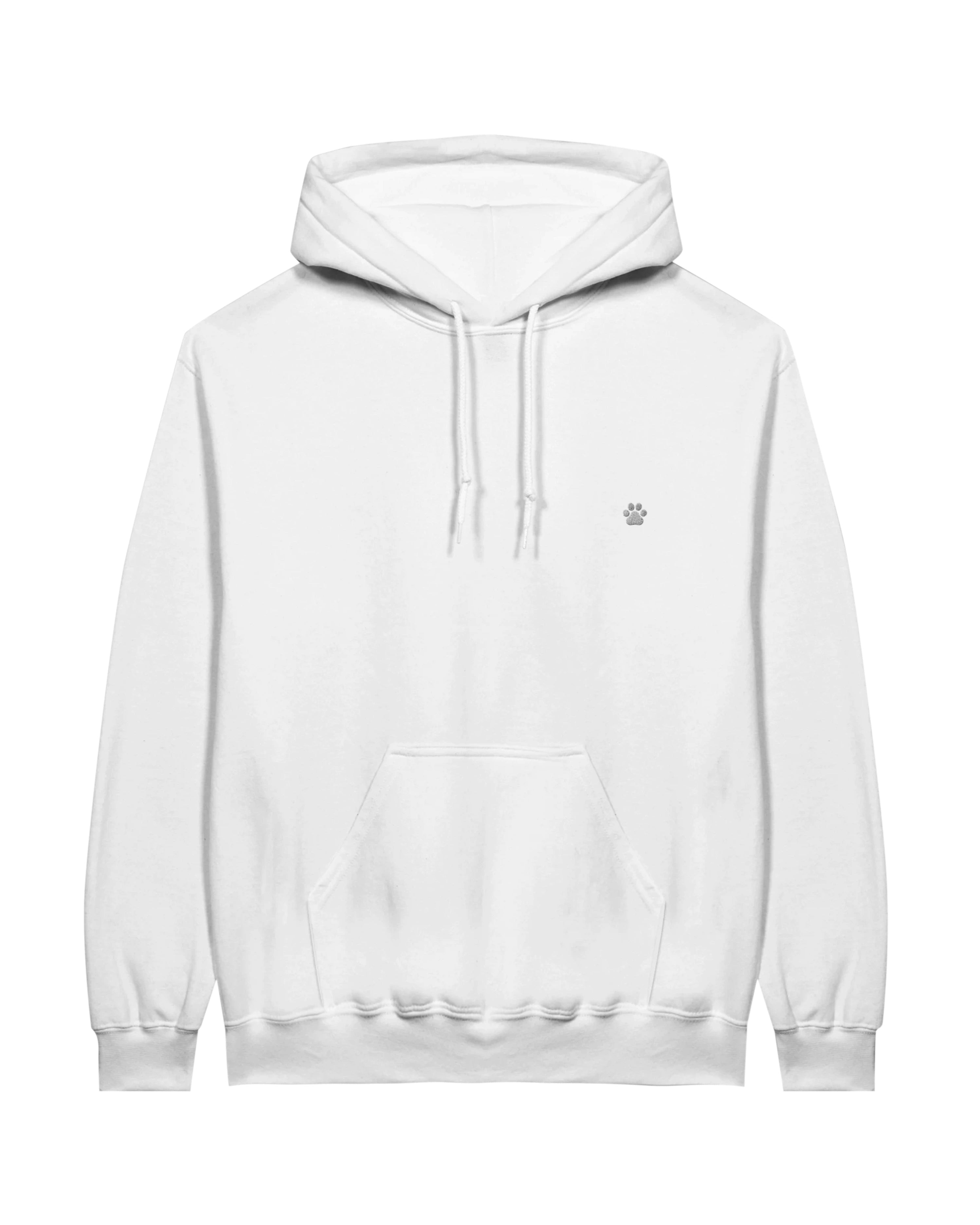 White PAW Hoodie, front view