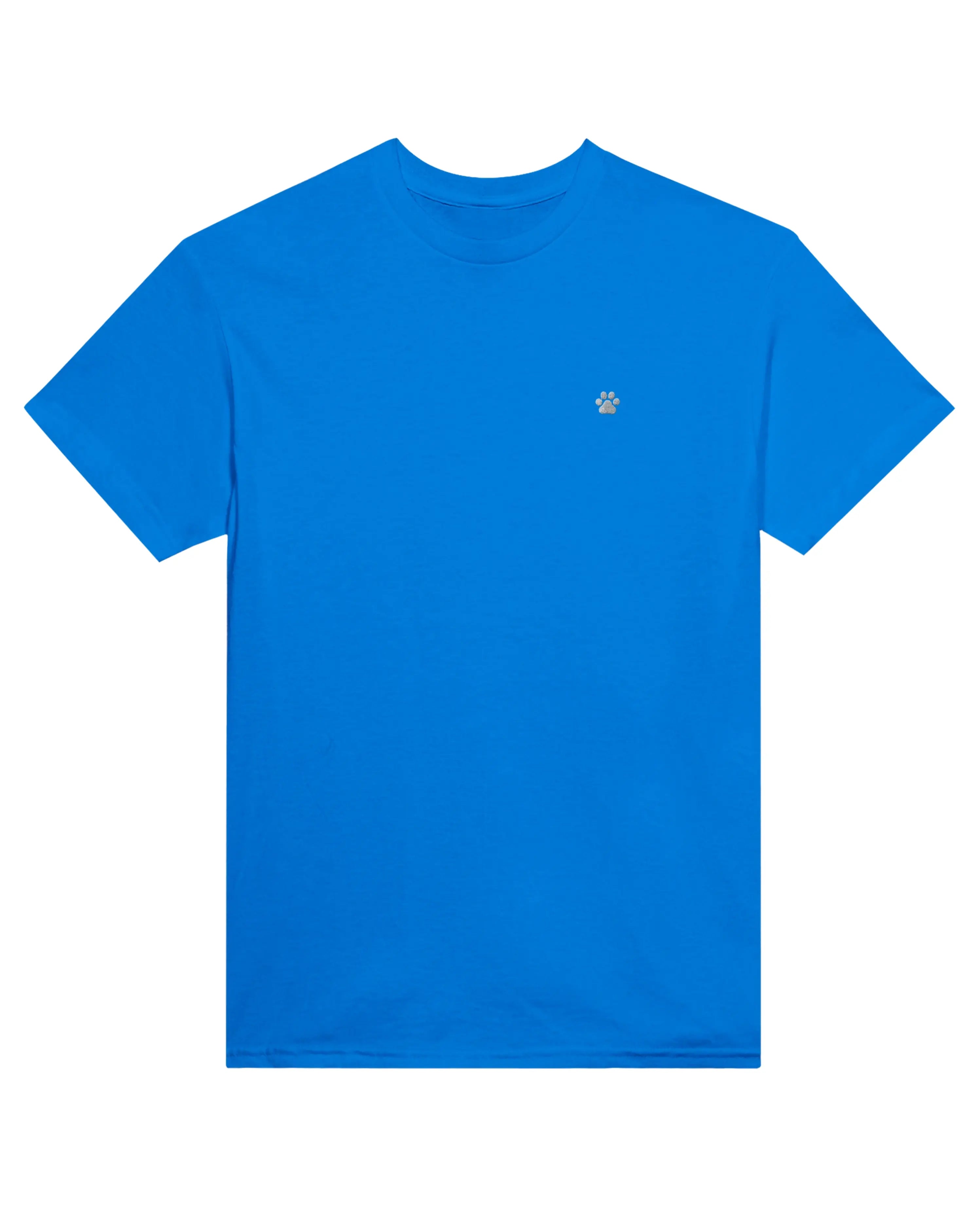 White PAW Tee, royal blue front view